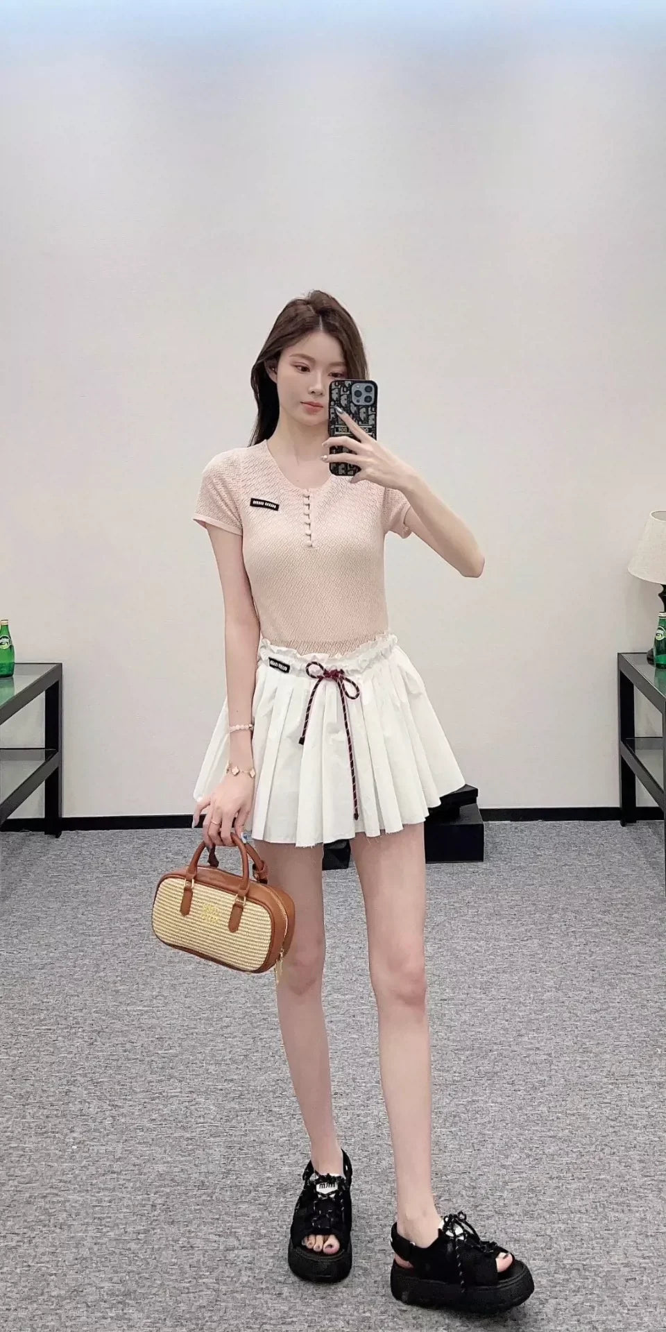M 25 Summer New Half Placket Button Knit Short Sleeve Top
