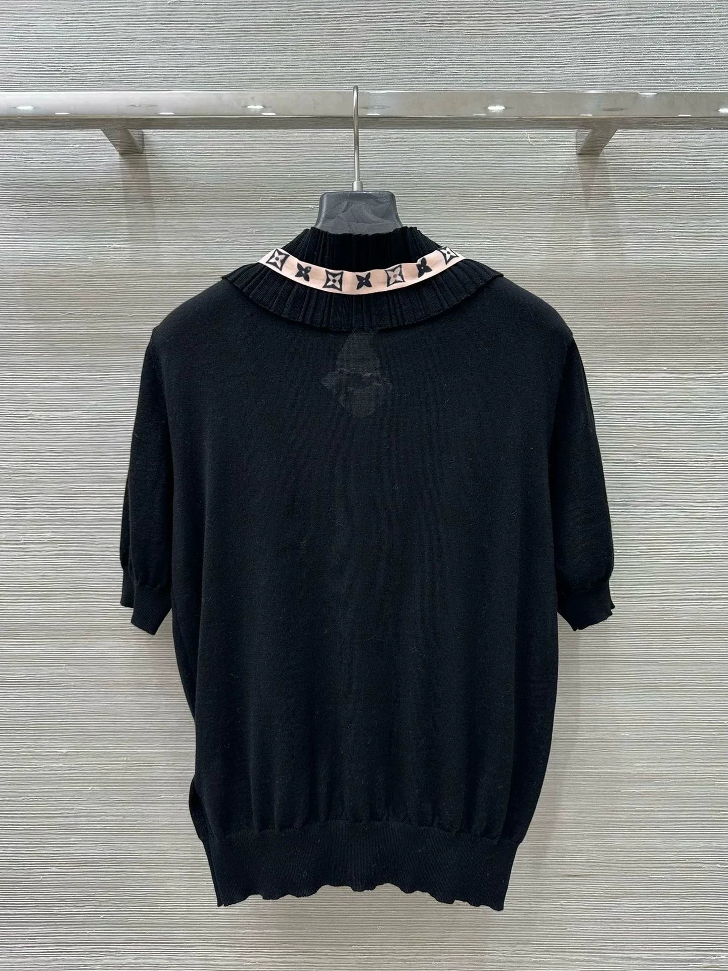 25 Spring/Summer New Lace Stand-up Collar Real Ribbon Short Sleeve