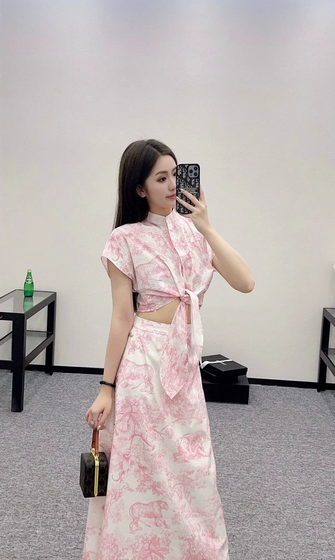 D 25 new jungle animal print Tie short shirt