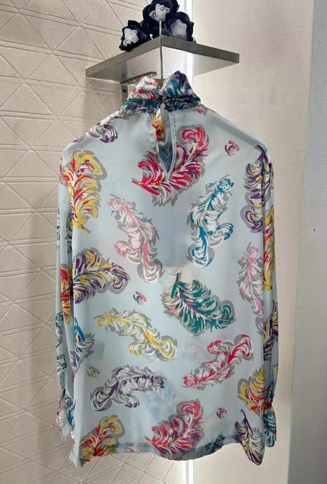 C 25 spring and summer new Sequins printed high-neck shirt shorts set