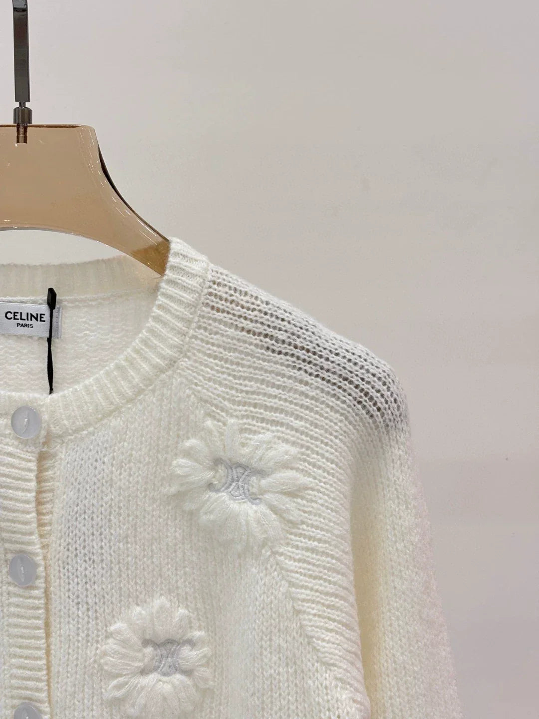 CE 25 Early Autumn New Round Neck Logo Embroidery Flower Three-Dimensional Jacquard Knitted Cardigan