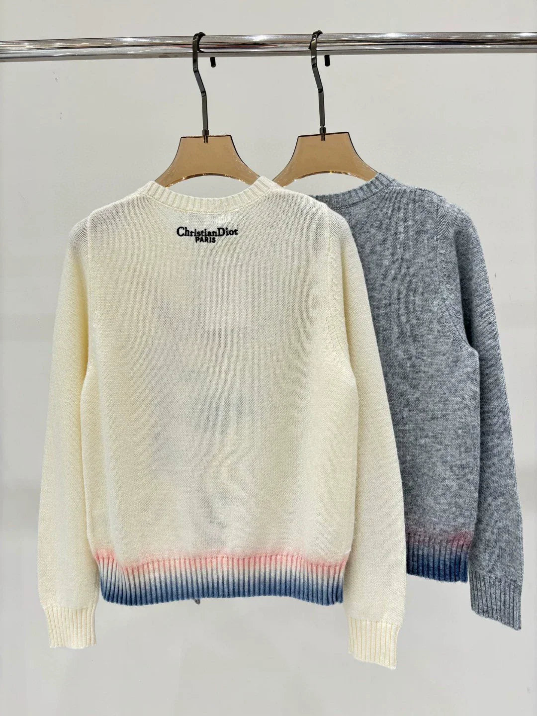 D 25 Spring and Summer New Round Neck Pine Branch Embroidery Jacquard Knitted Long Sleeve