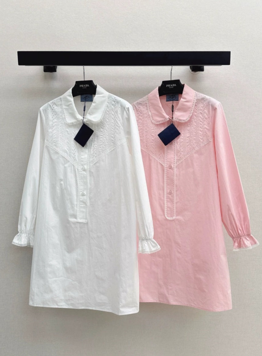 P 25 Spring Summer New Lace Lace Long Sleeve Shirt Style Dresses