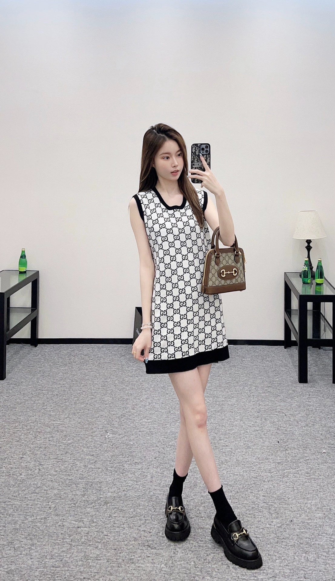 G 25 Reversible jacquard knitted vest dress