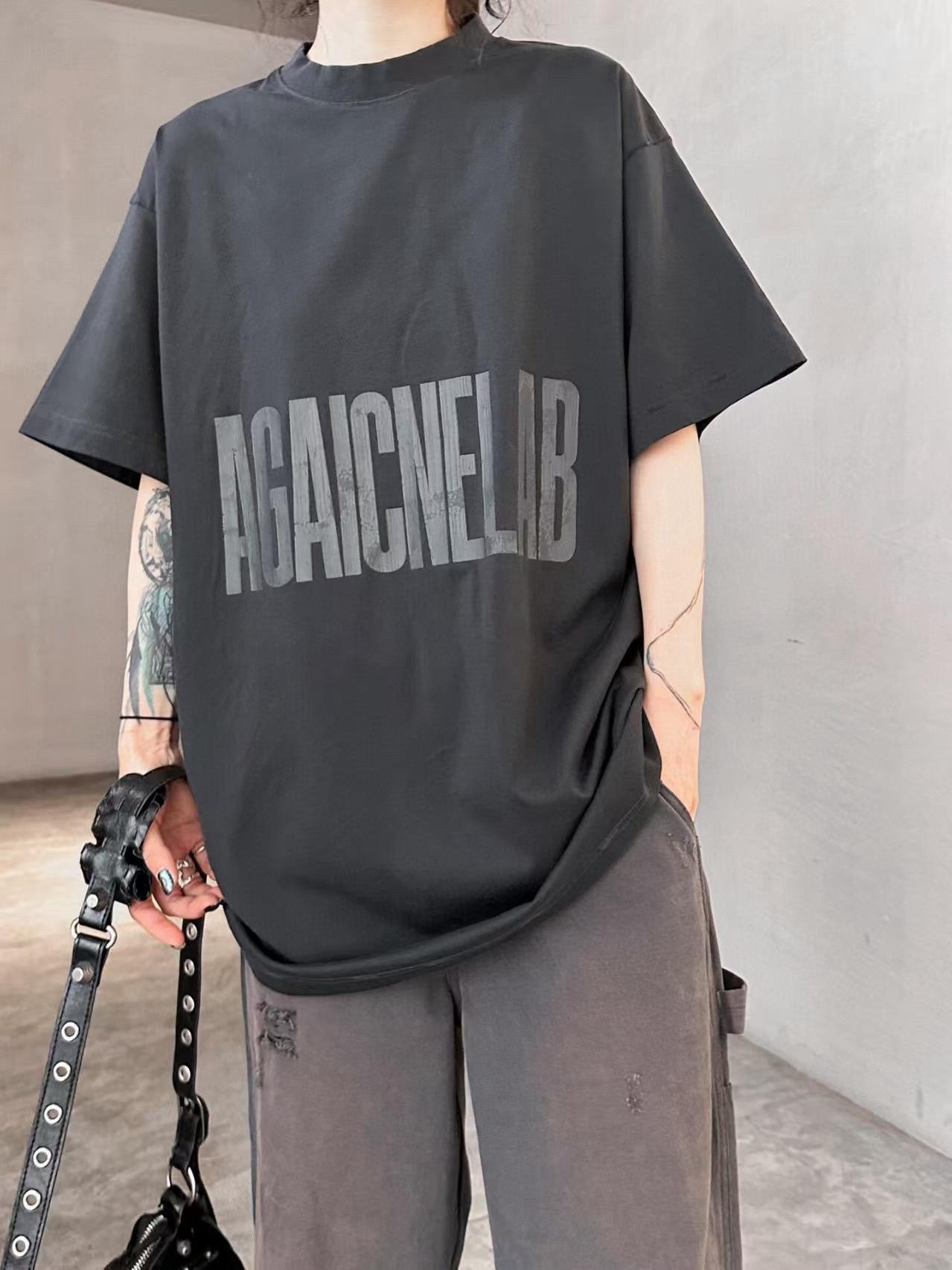 25ss Ruptured reverse letter print short sleeves