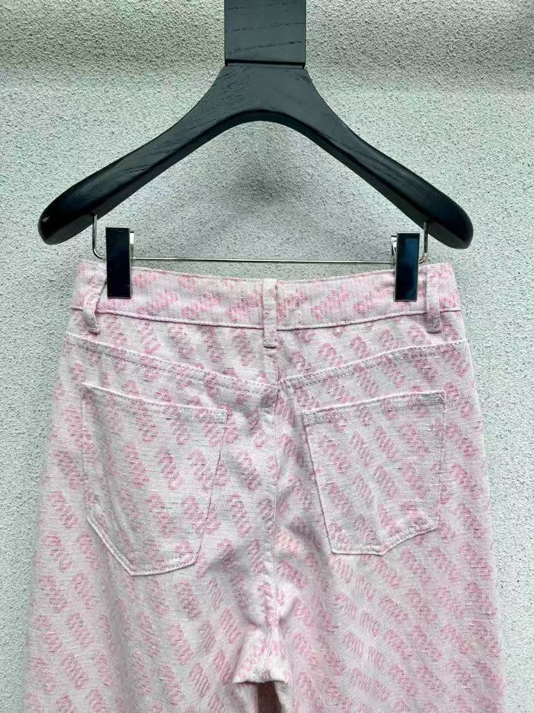 M 25 Pink denim trousers with logo