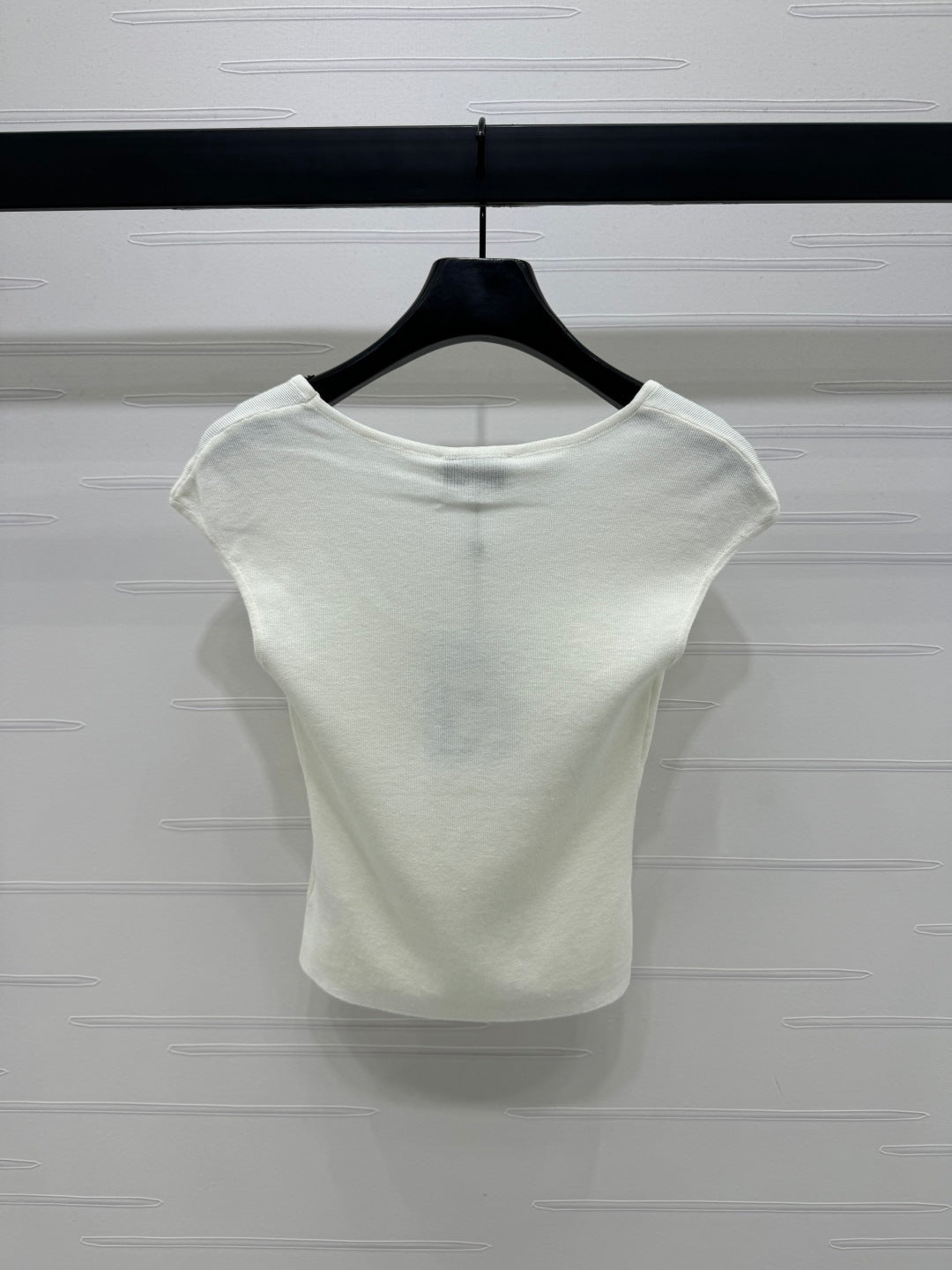 25 White Tank Top Square Neck Knitted