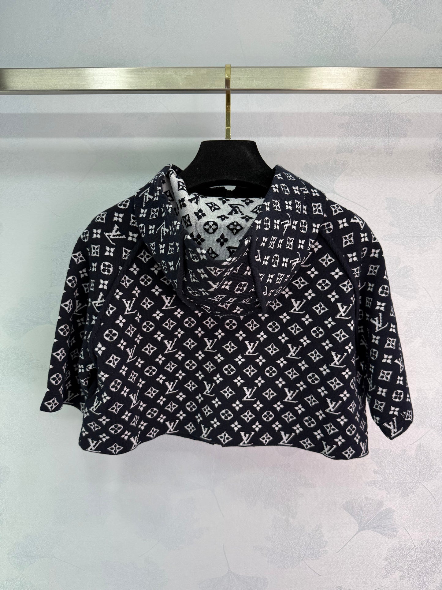 2025 Early Fall Jacquard patchwork hooded knitted short-sleeved cardigan!