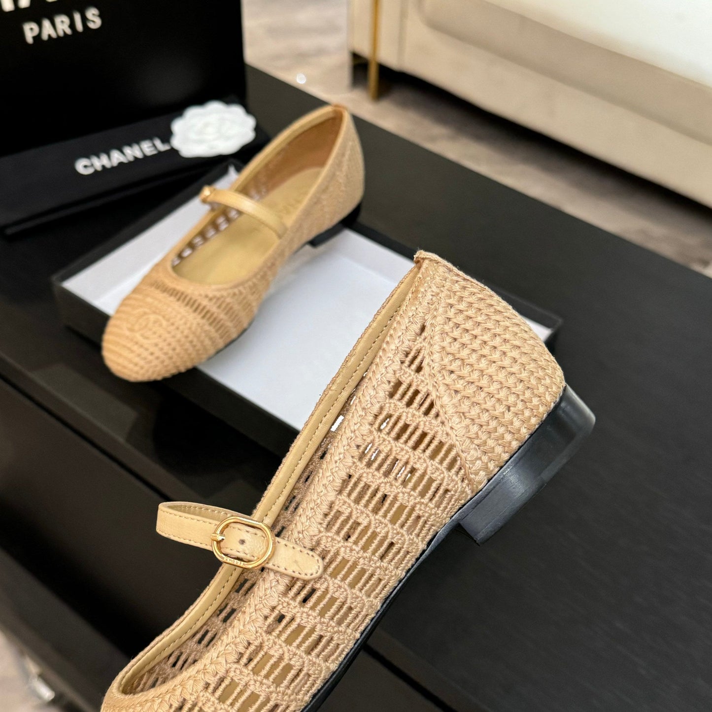 25P Mary Jane 15mm Beige Raffia 373785