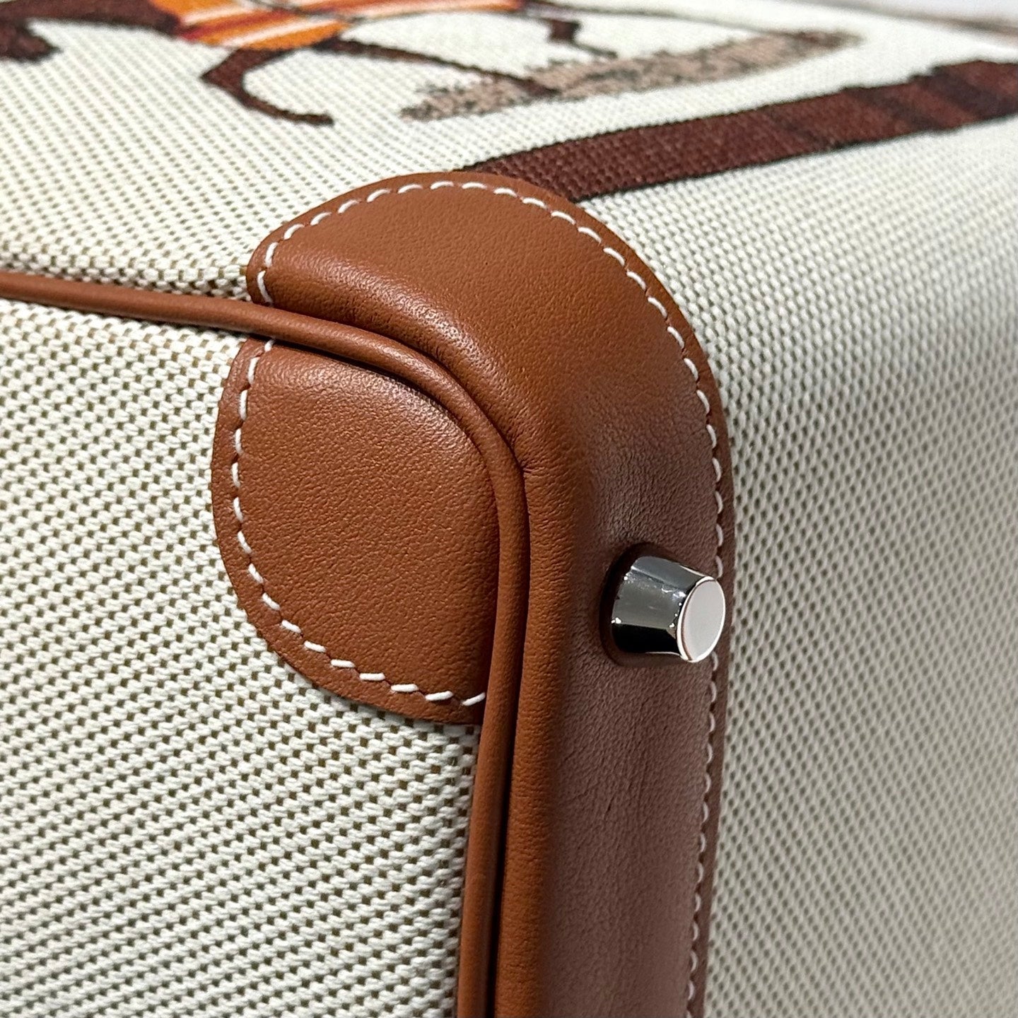 Birkin 25cm Golden Brown Swift Cowhide With Horse Totem Beige Canvas Fabric Shw 249990