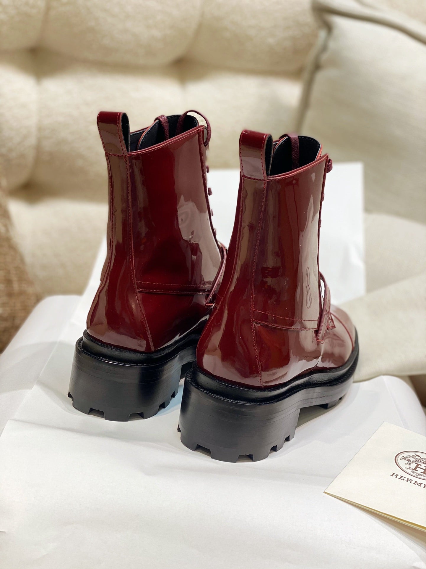 Funk Ankle Boot Red Shiny Cowhide 348024