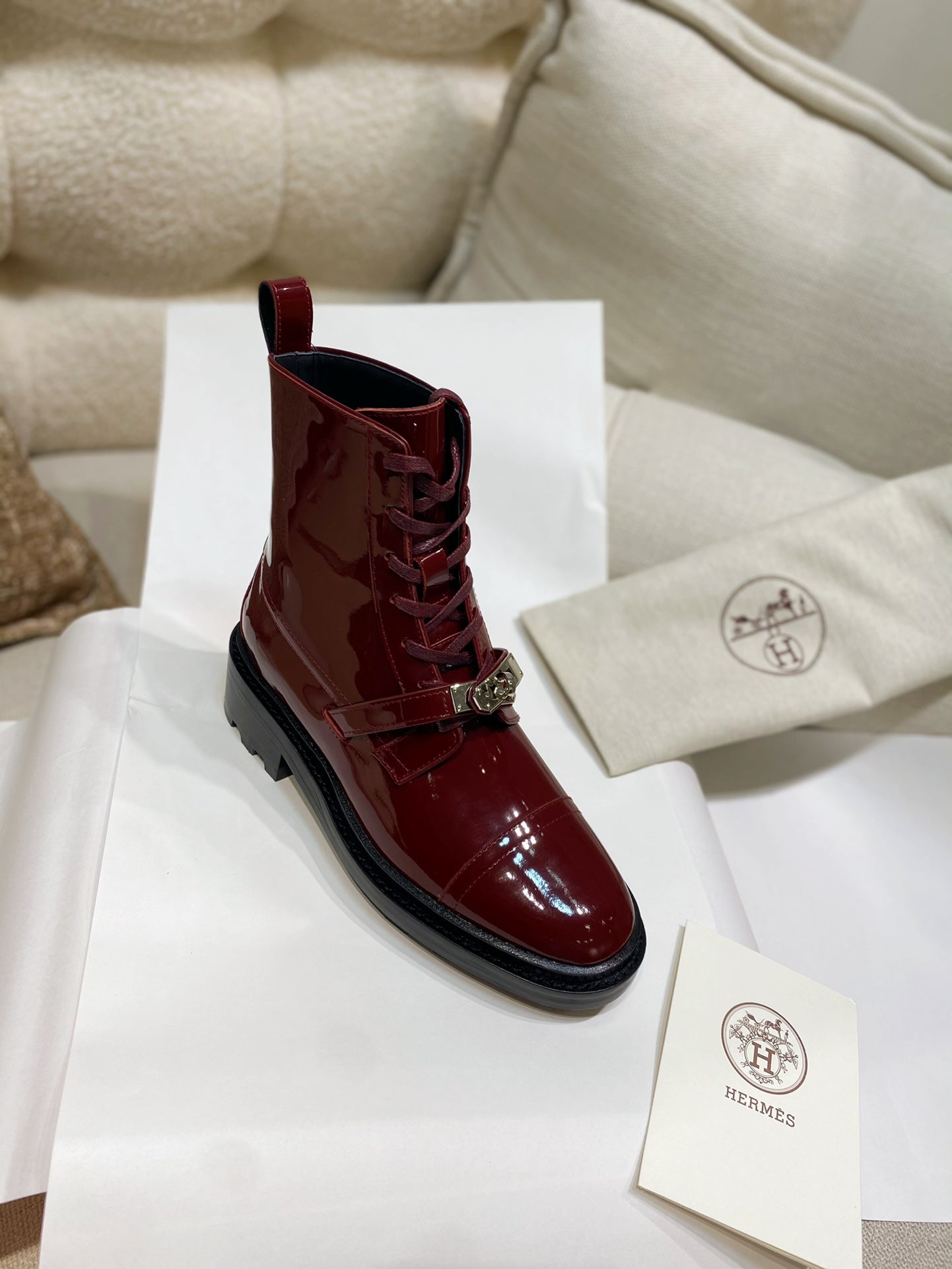 Funk Ankle Boot Red Shiny Cowhide 348024