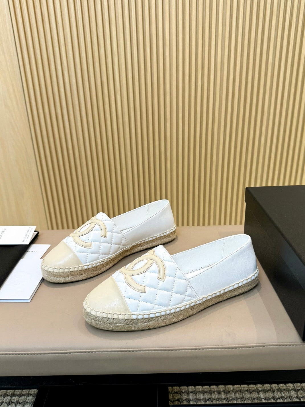 espadrilles white beige quilted caflskin