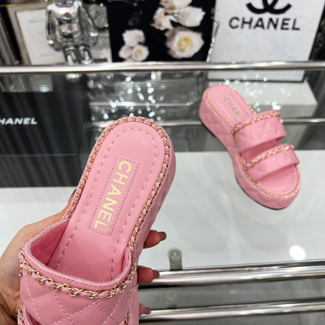 25 Slide Leather Chain 6cm Pink Lambskin 338657