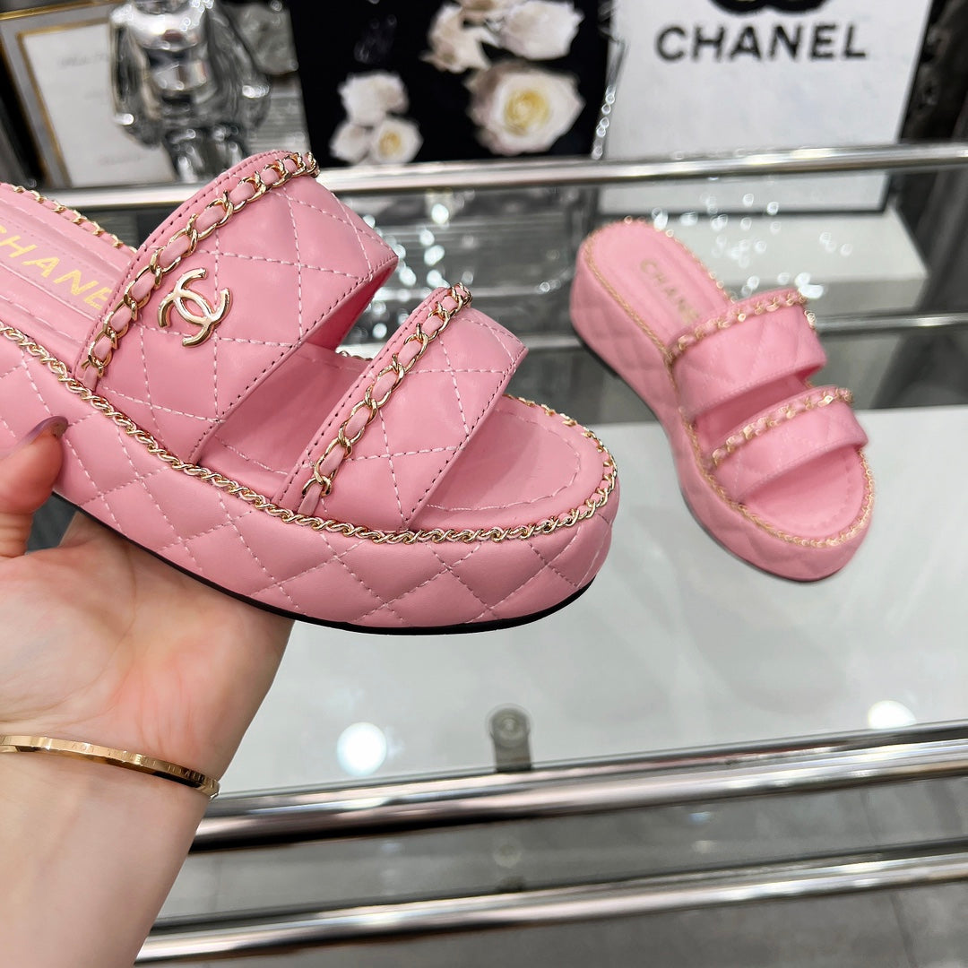 25 Slide Leather Chain 6cm Pink Lambskin 338657