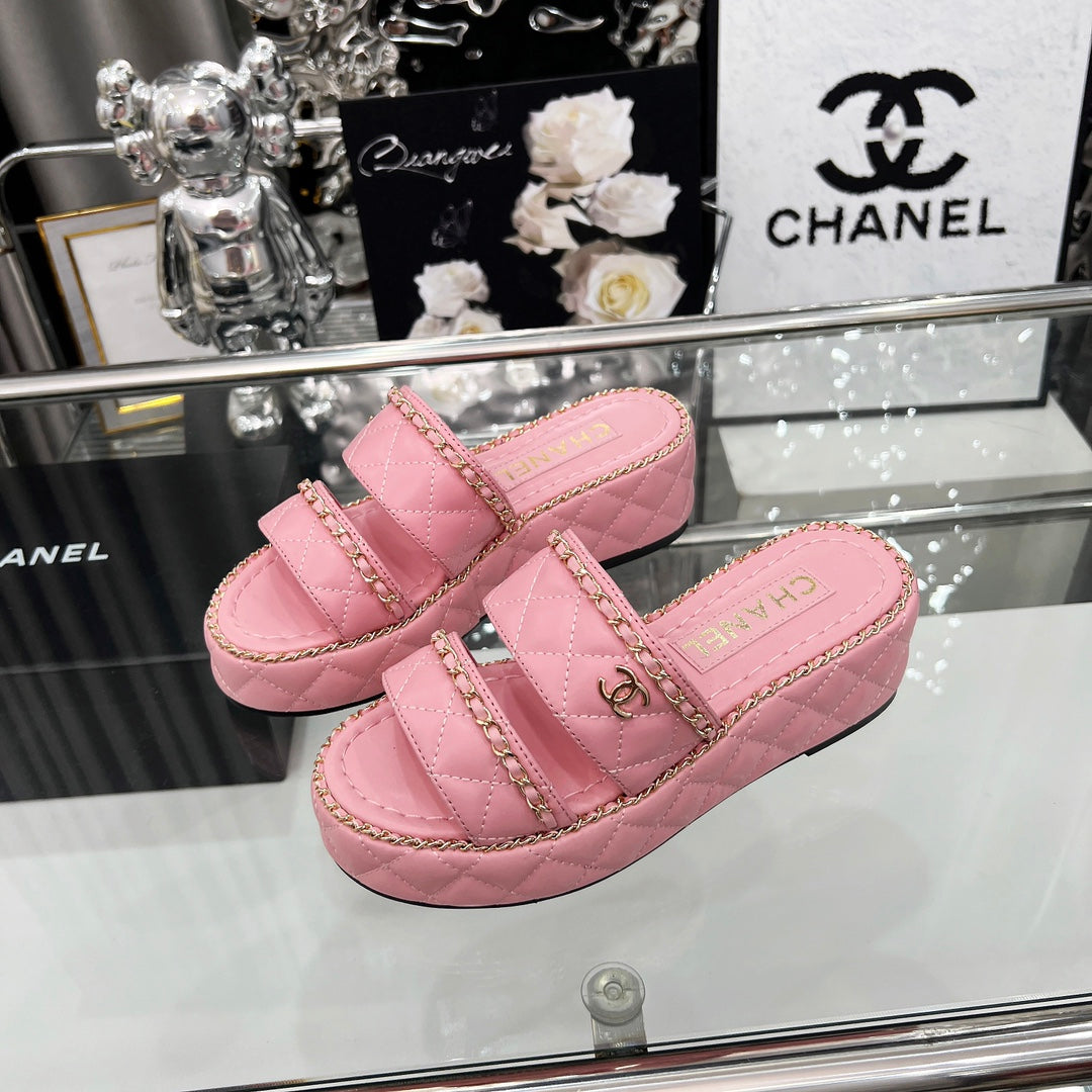 25 Slide Leather Chain 6cm Pink Lambskin 338657