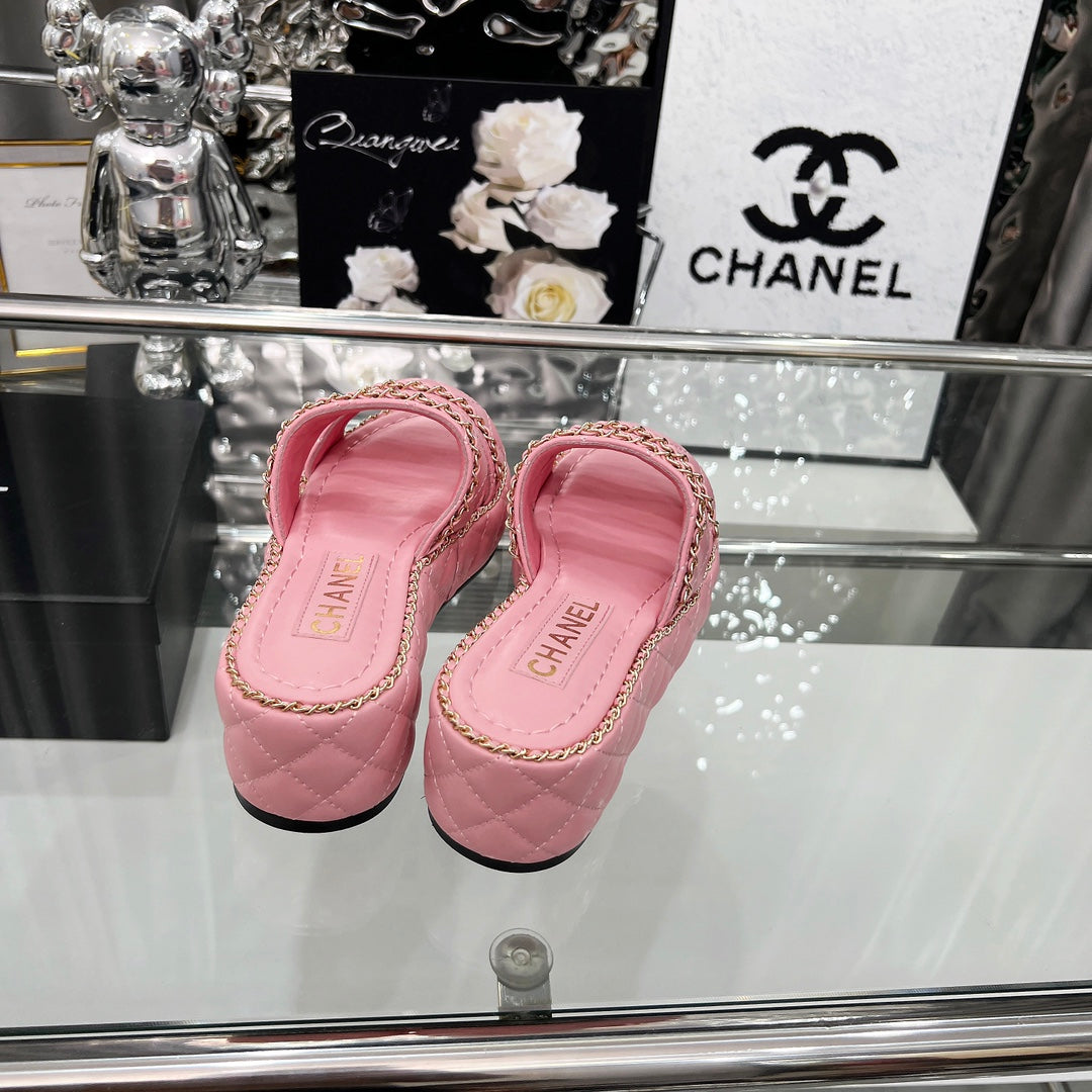 25 Slide Leather Chain 6cm Pink Lambskin 338657