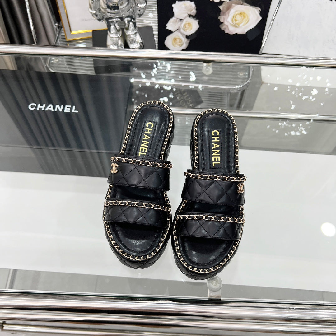 25 Slide Leather Chain 6cm Black Lambskin 338660