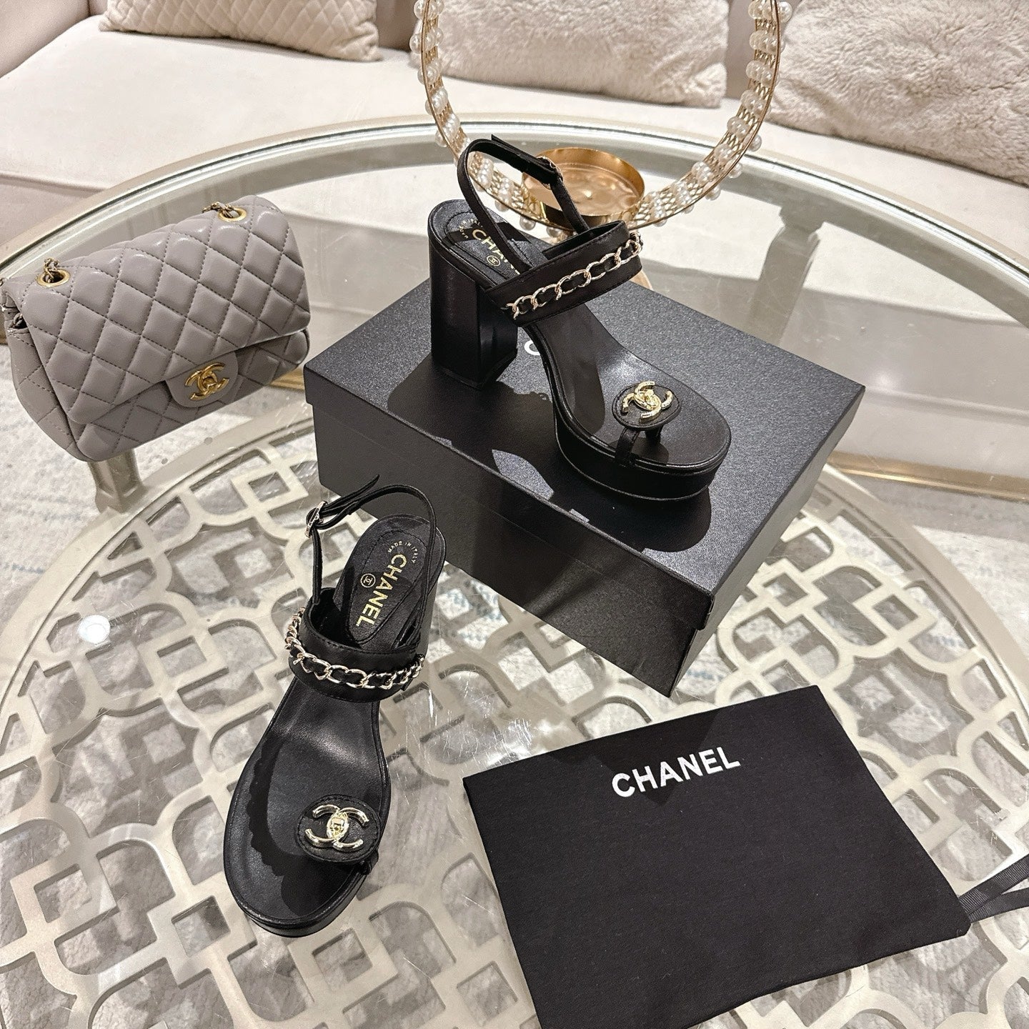 25 Sandal Platform Heels Black Lambskin 268975