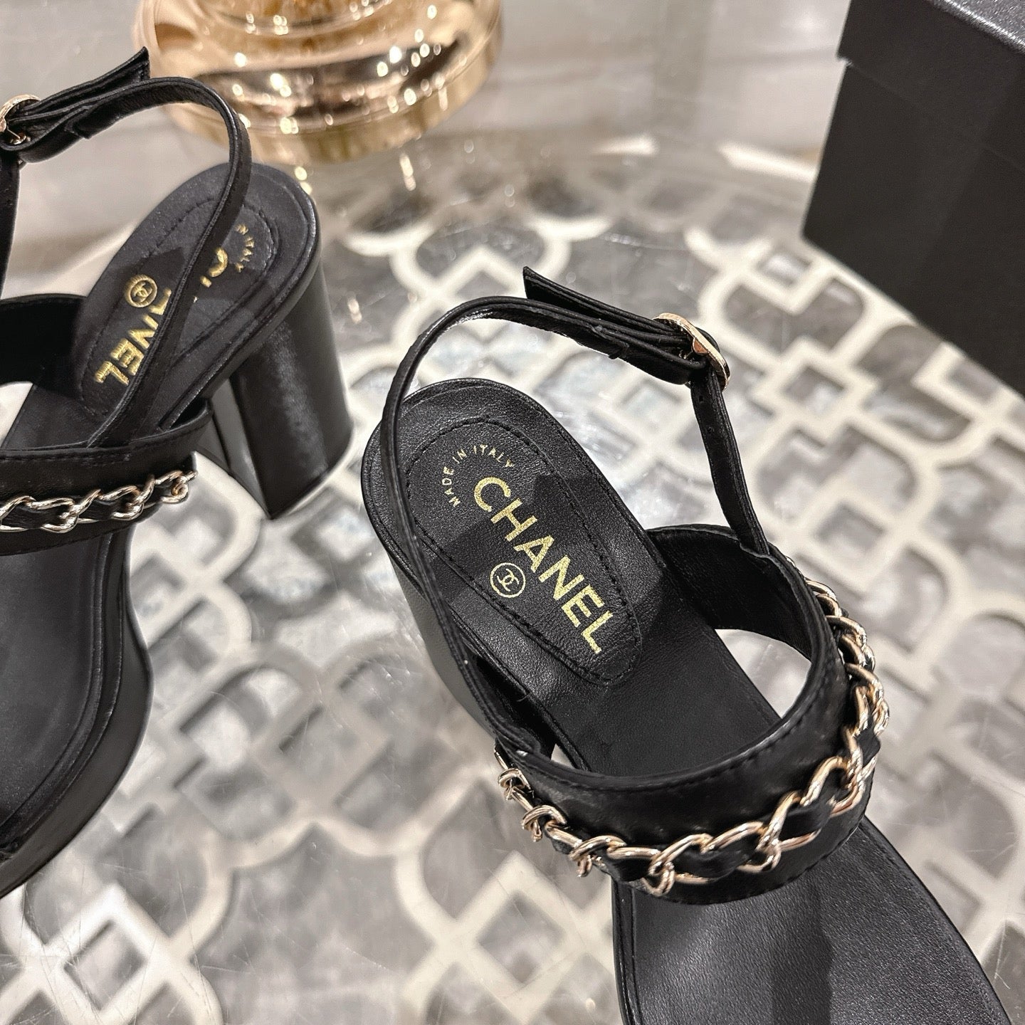 25 Sandal Platform Heels Black Lambskin 268975