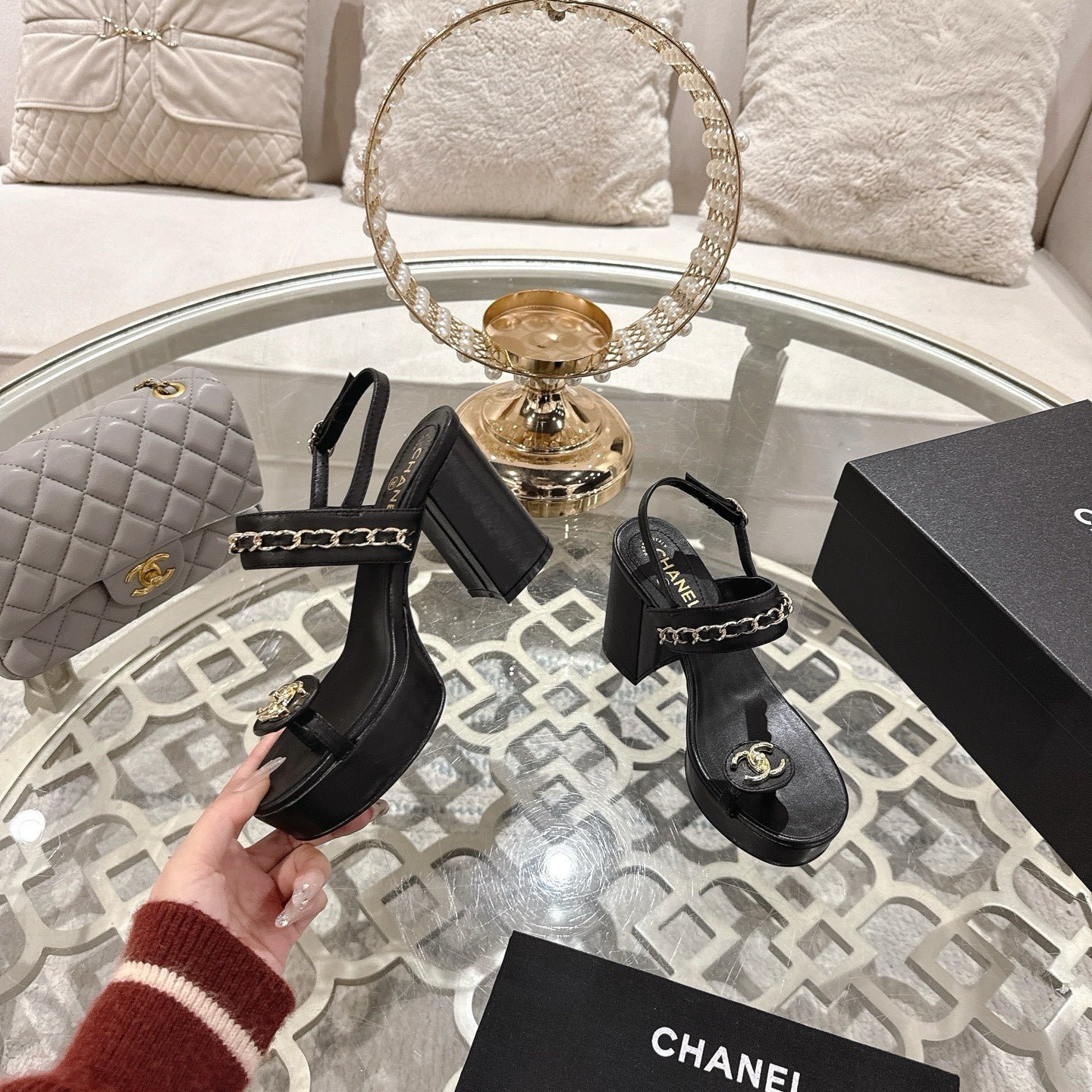 25 Sandal Platform Heels Black Lambskin 268975