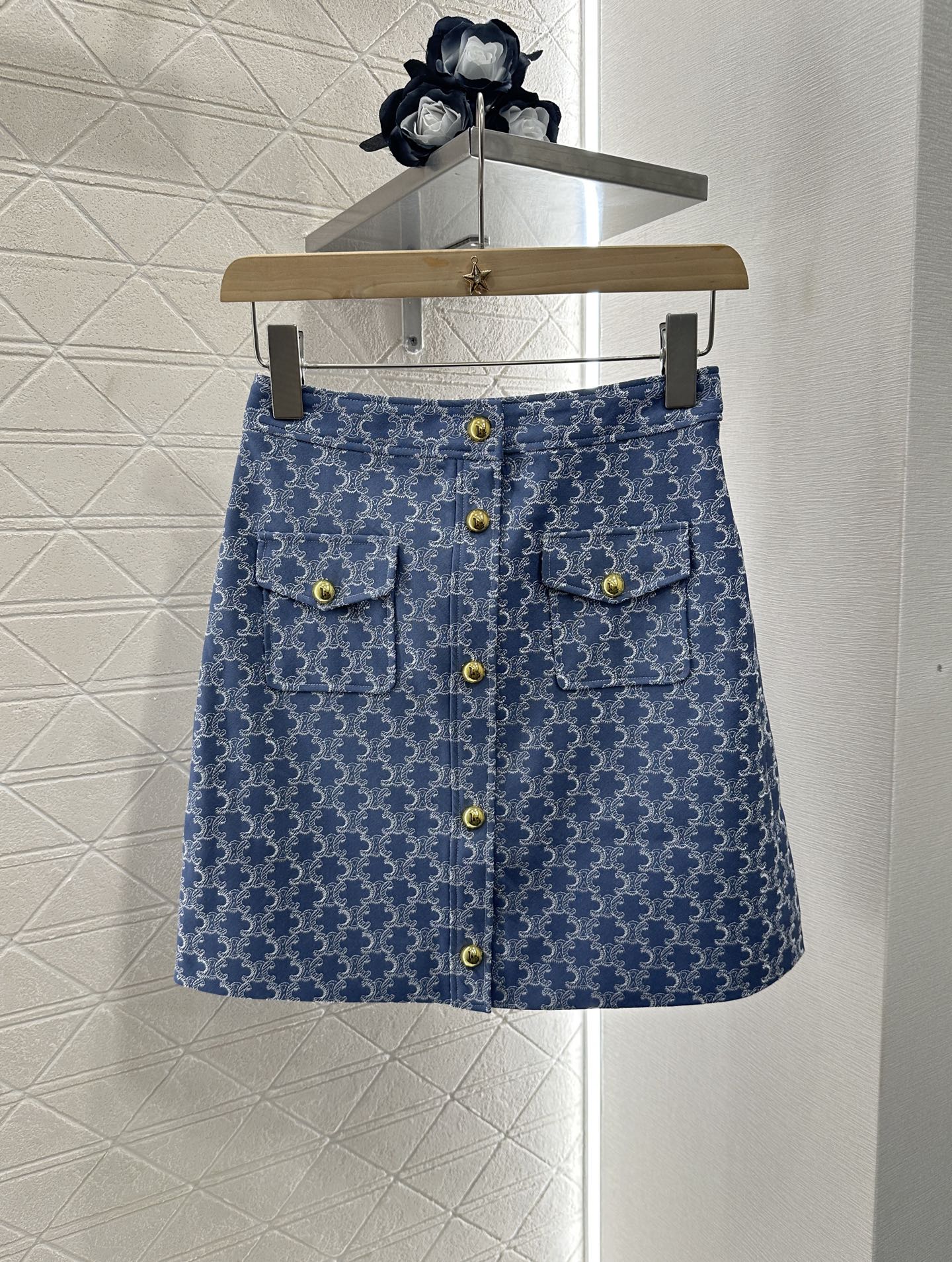 2025 new embroidered denim lapel jacket skirt suit