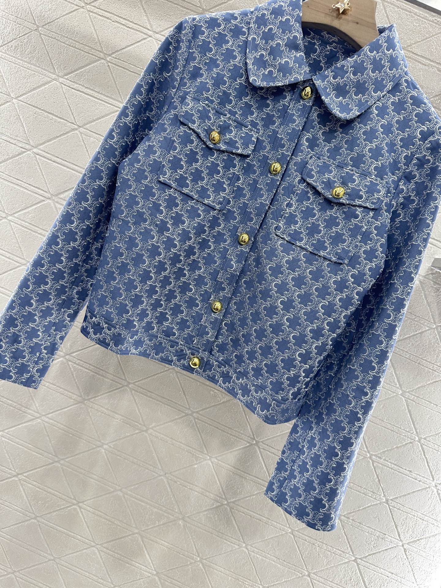 2025 new embroidered denim lapel jacket skirt suit
