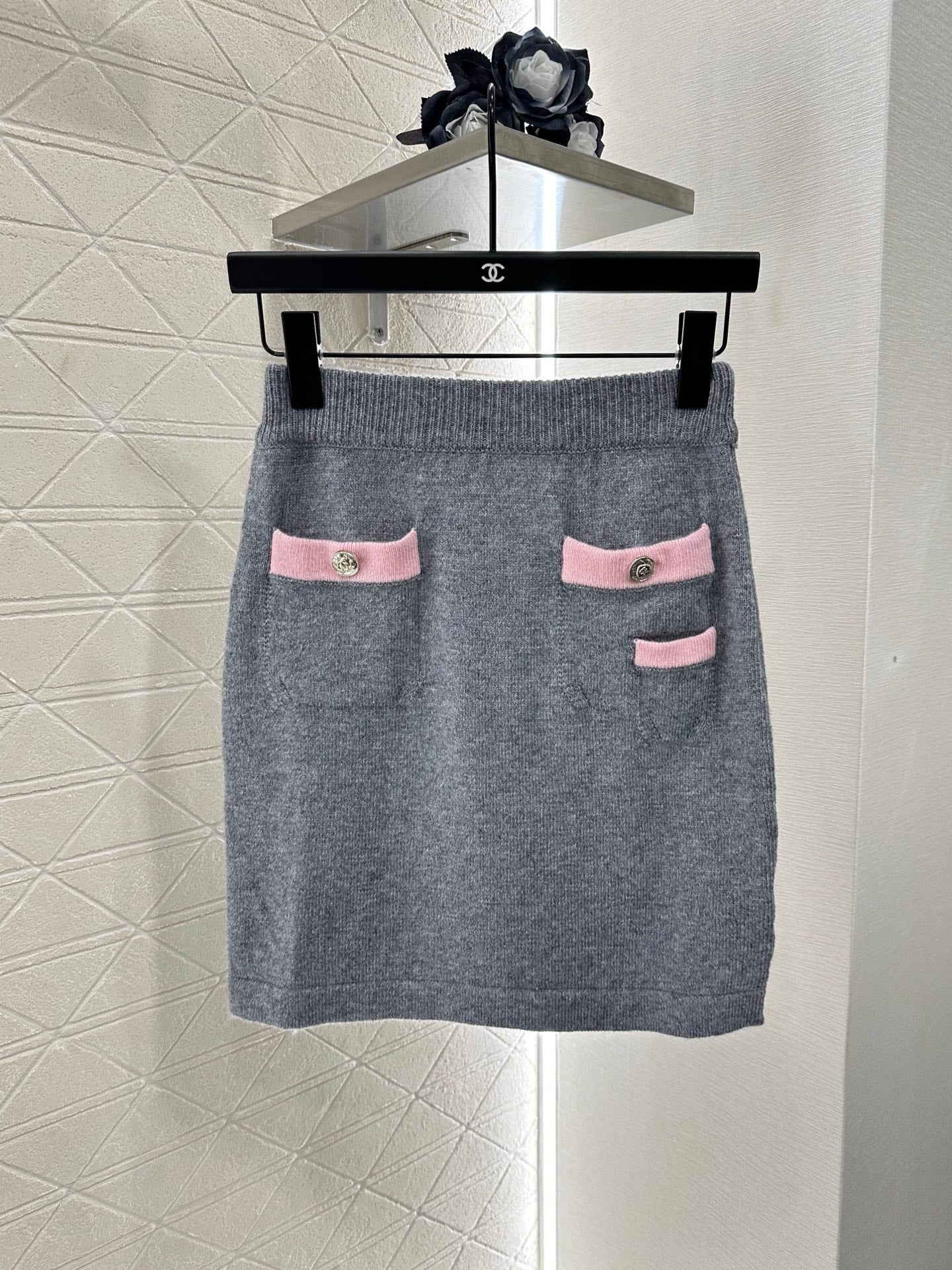 C 25 Knit Cardigan and Skirt Set