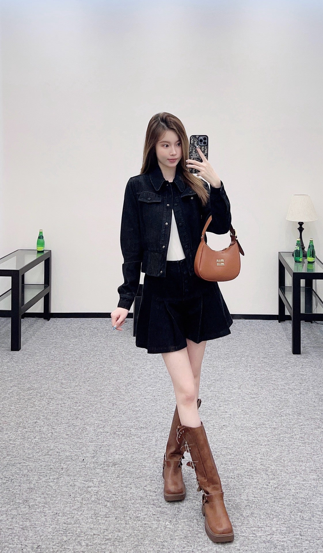 25 Retro Denim Jacket and Skirt Set