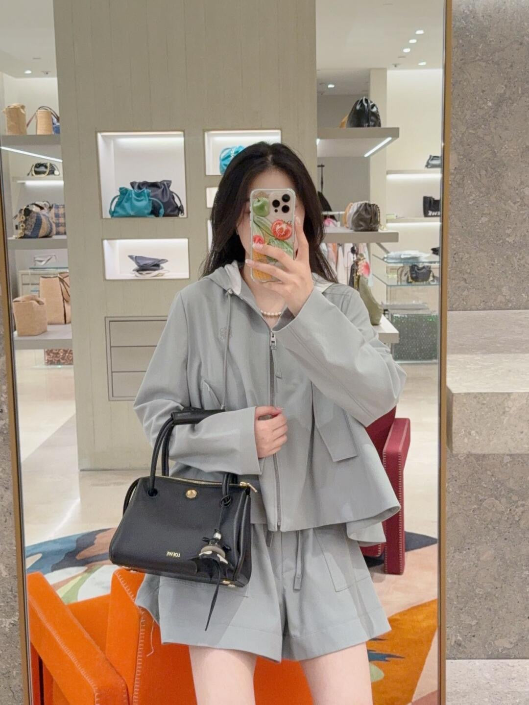 25Fw Early Fall New Hooded Drawstring Zipper Jacket + Shorts Set