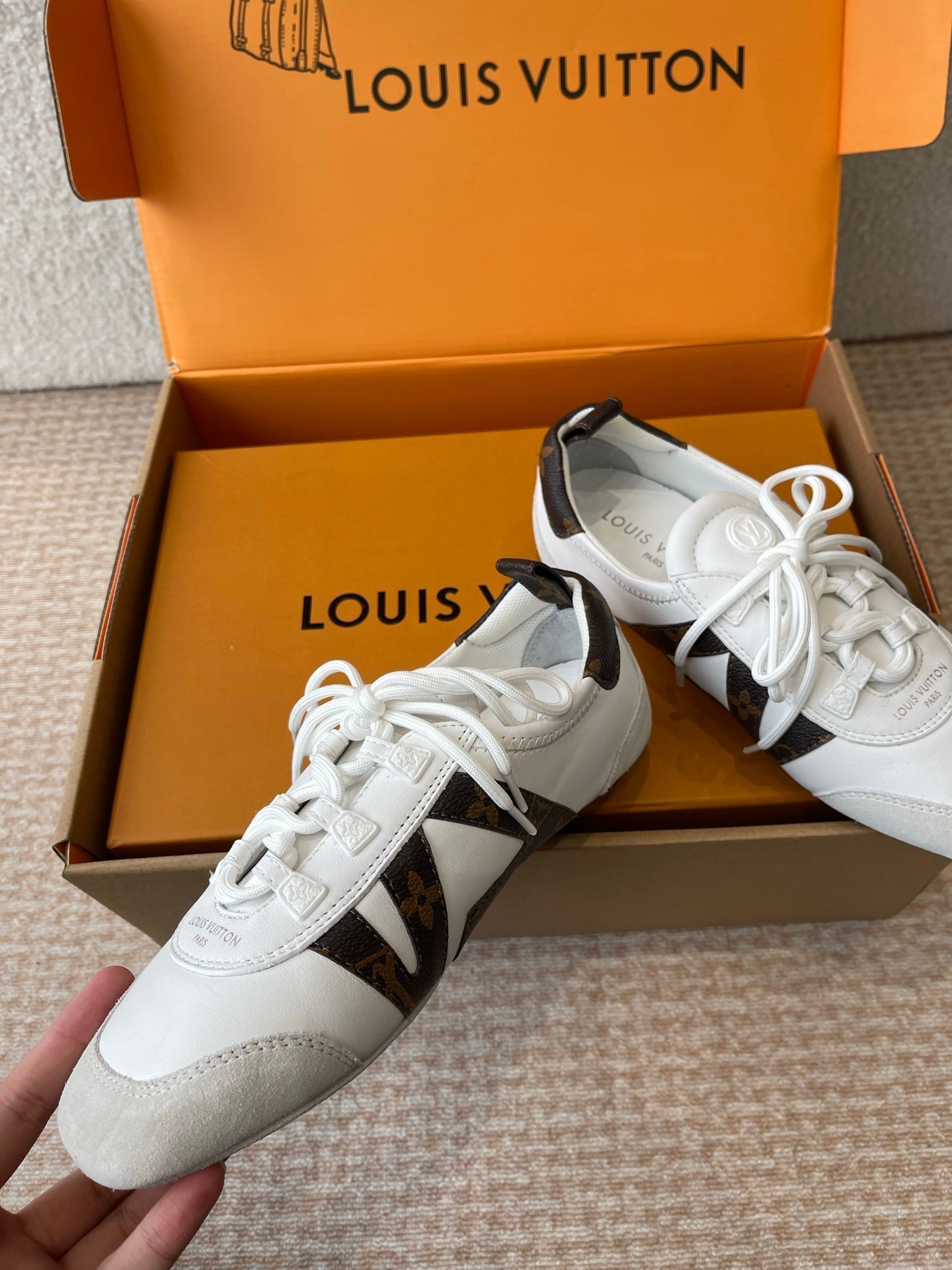 Sneakerina White Calfskin With Brown Monogram Canvas 298819