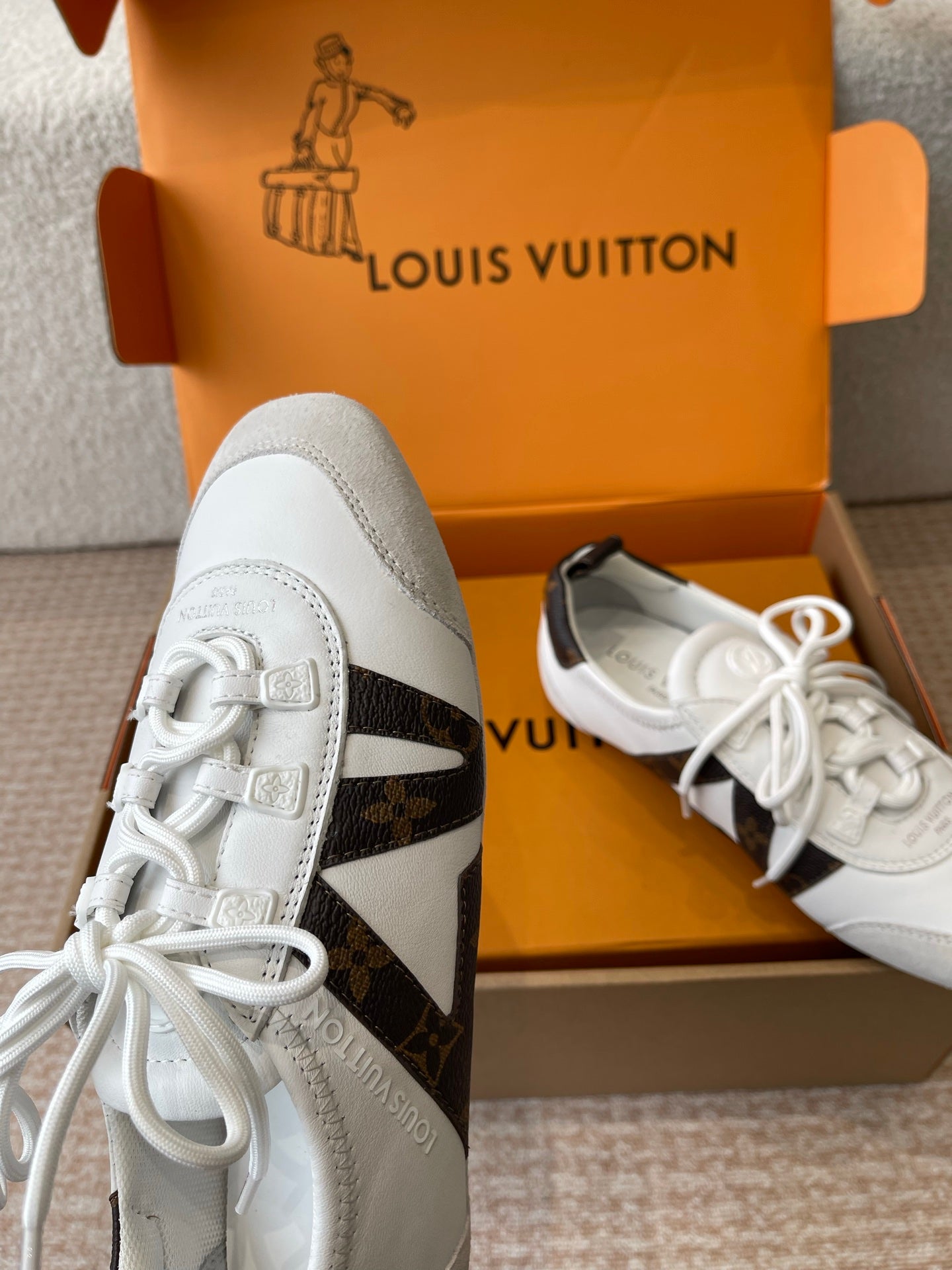 Sneakerina White Calfskin With Brown Monogram Canvas 298819
