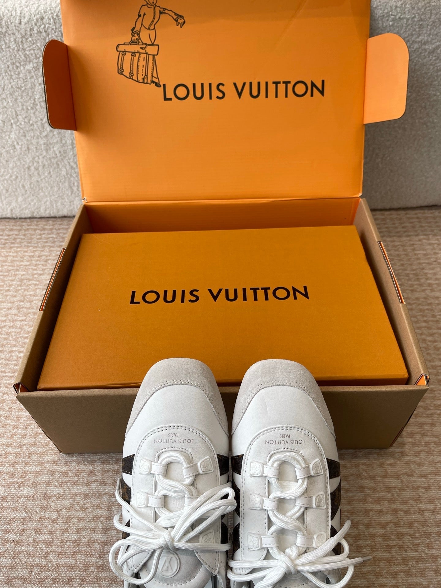 Sneakerina White Calfskin With Brown Monogram Canvas 298819