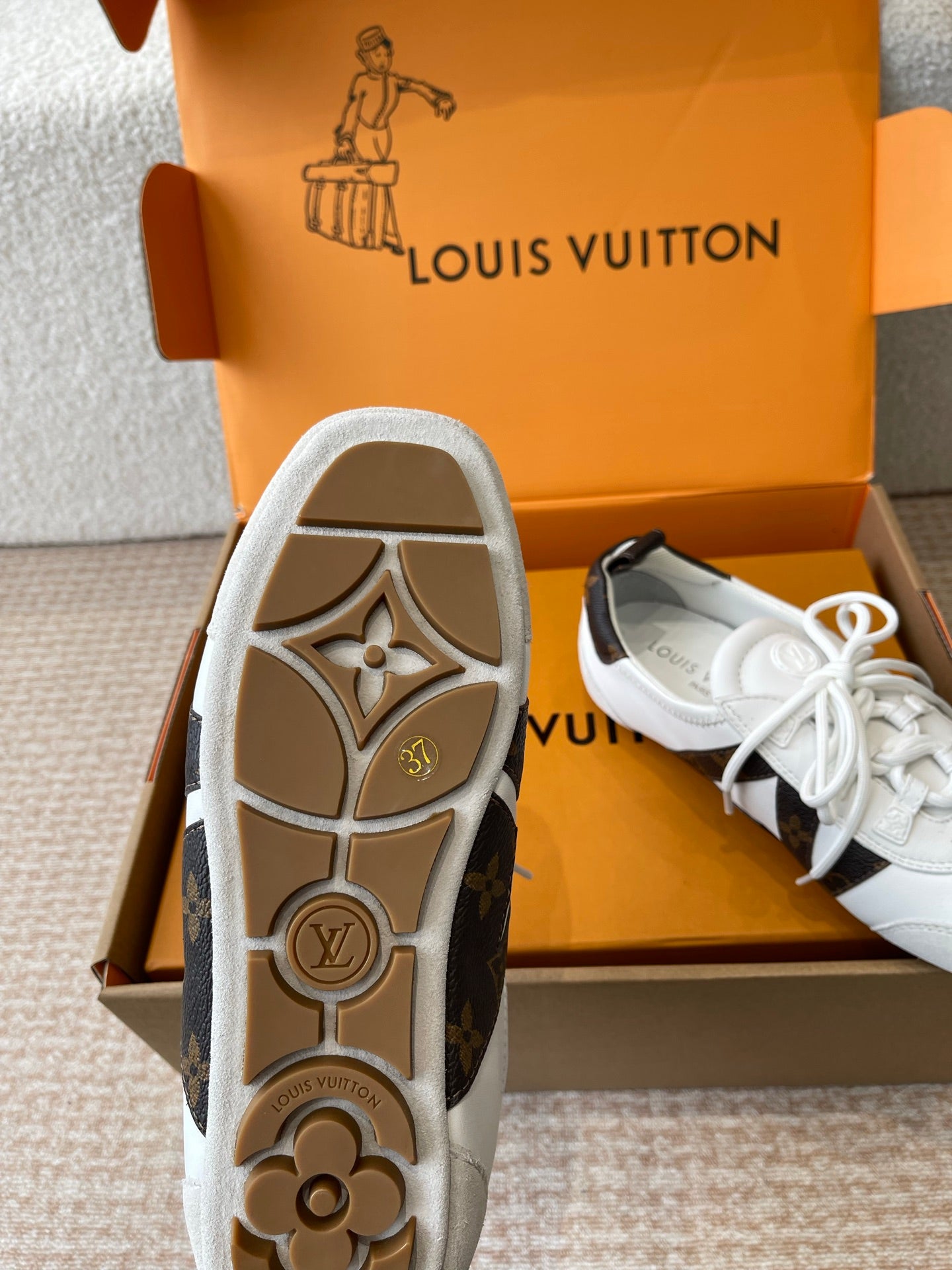Sneakerina White Calfskin With Brown Monogram Canvas 298819