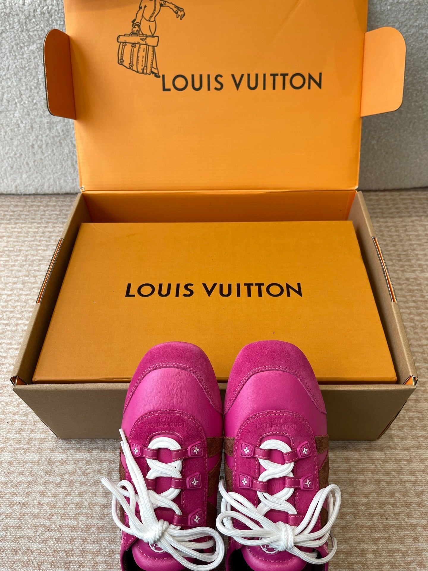 Sneakerina Hot Pink Mix Brown Mix Purple Suede Calfskin With Hot Pink Lambskin 298822