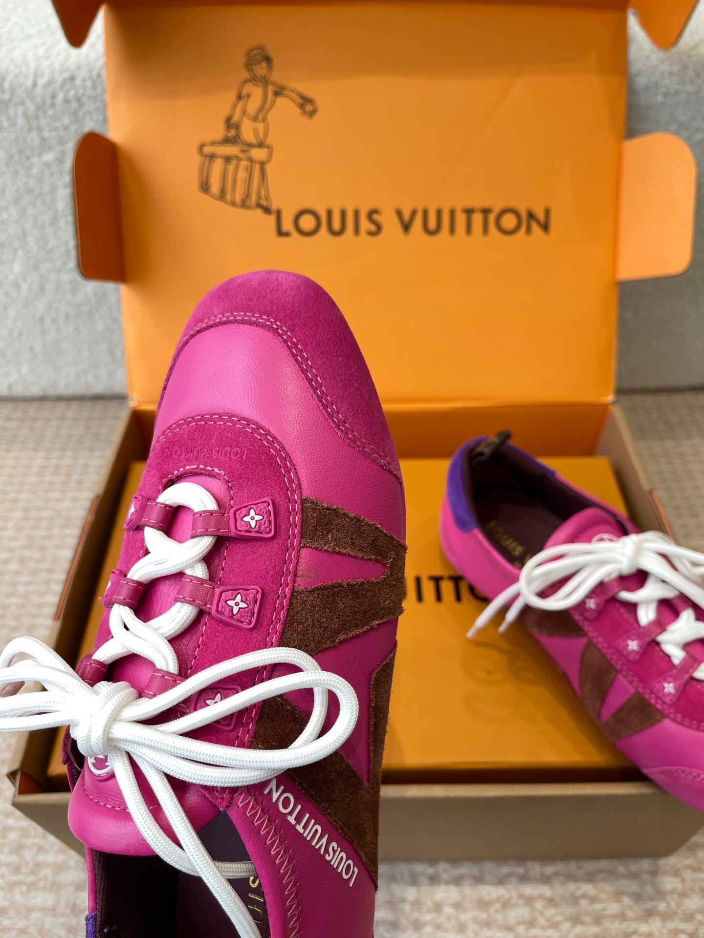 Sneakerina Hot Pink Mix Brown Mix Purple Suede Calfskin With Hot Pink Lambskin 298822