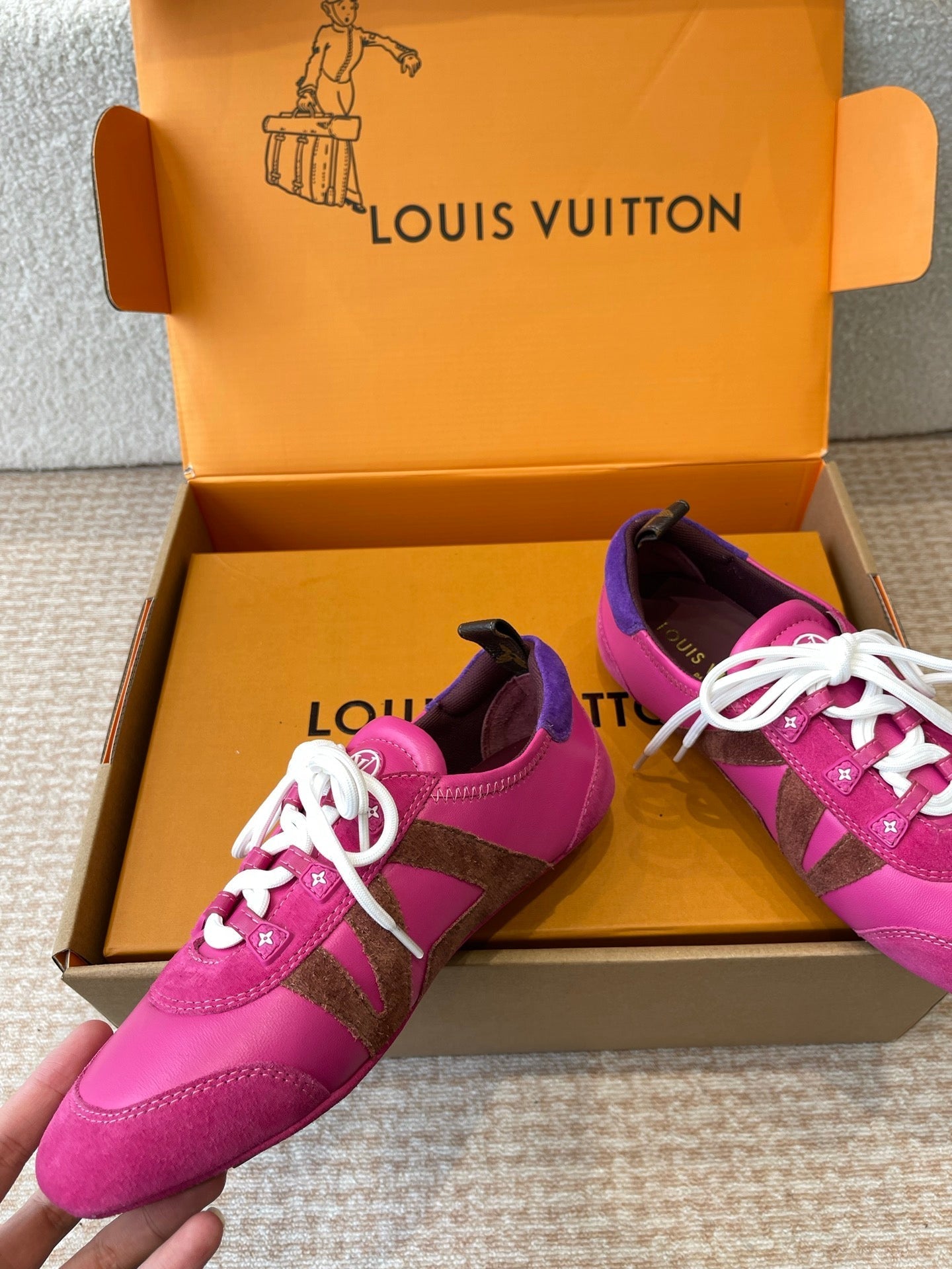 Sneakerina Hot Pink Mix Brown Mix Purple Suede Calfskin With Hot Pink Lambskin 298822