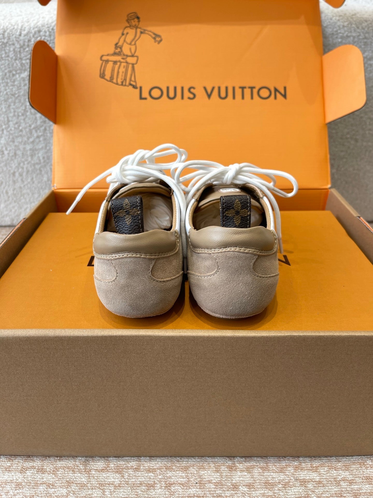 Sneakerina Light Brown White Suede Calfskin 298826