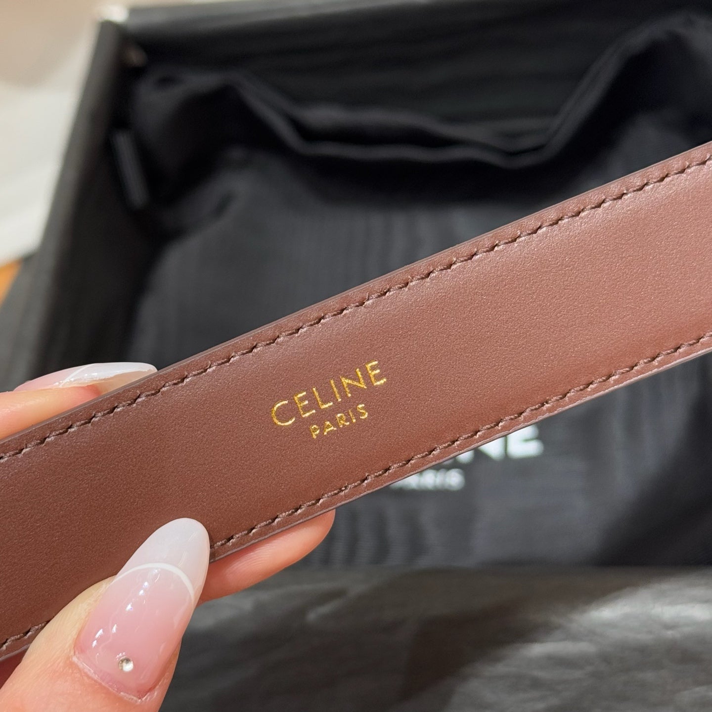 Triomphe Belt 25mm Brown Gold Calfskin 187489
