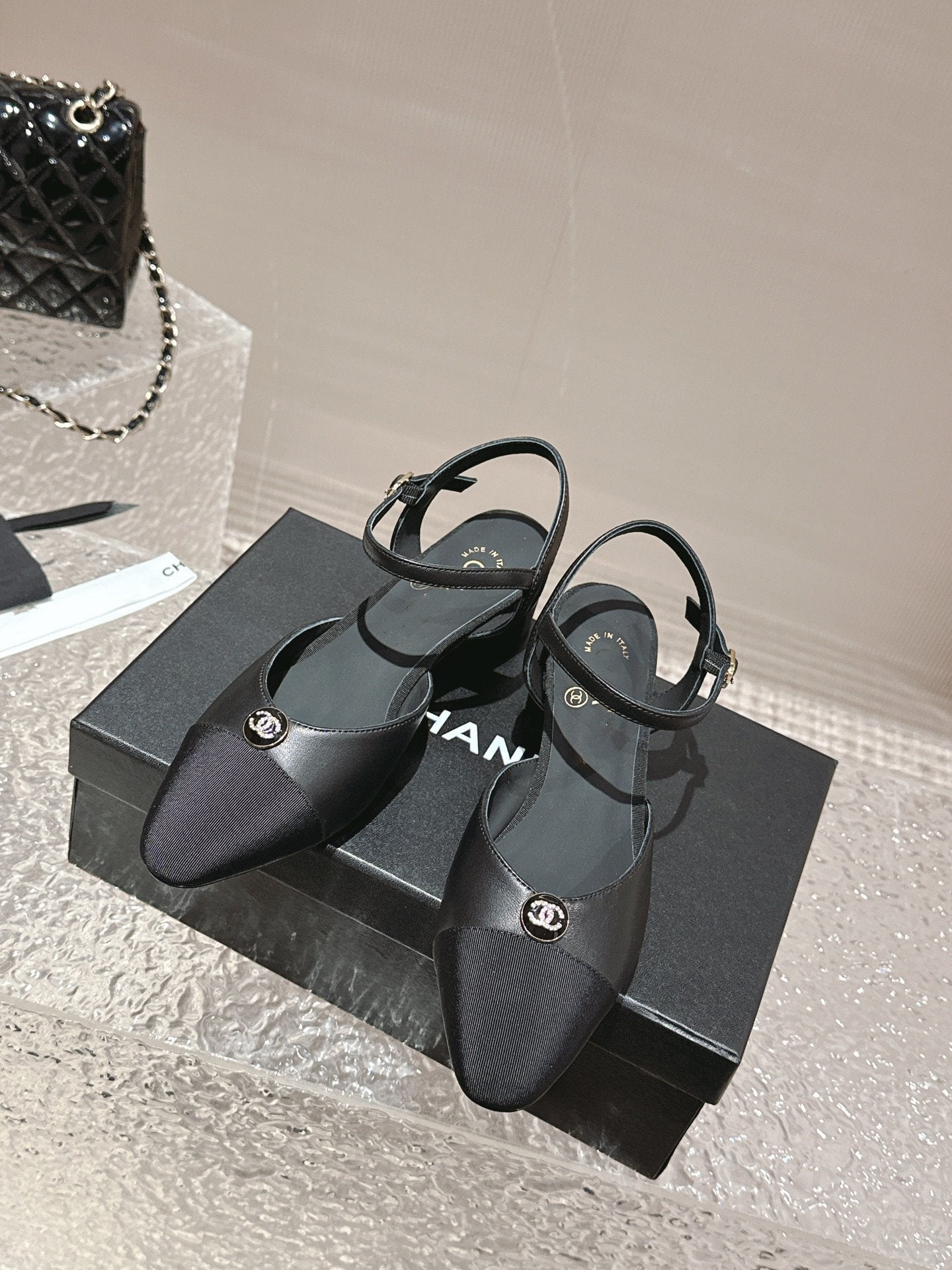 slingbacks 45 black lambskin grosgrain