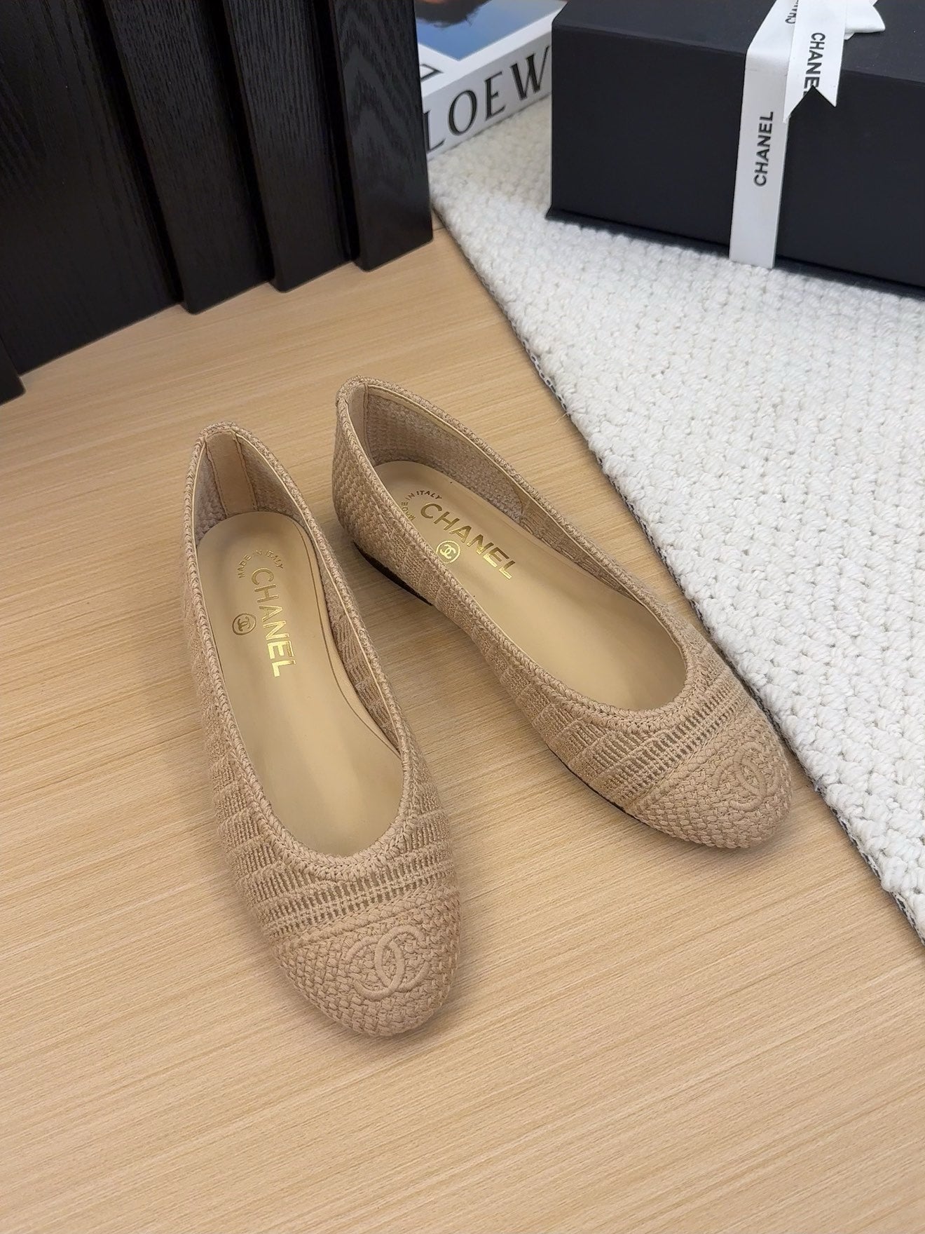 25 Ballet Flat Beige Raffia