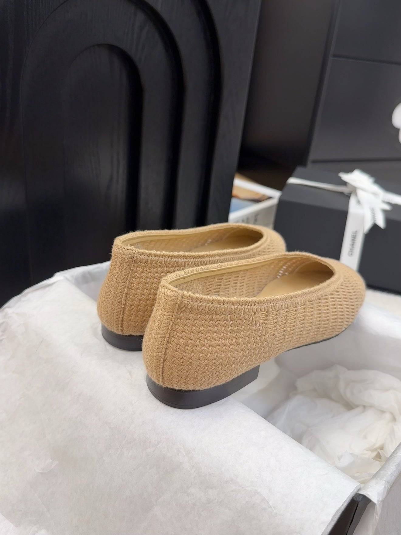 25 Ballet Flat Beige Raffia