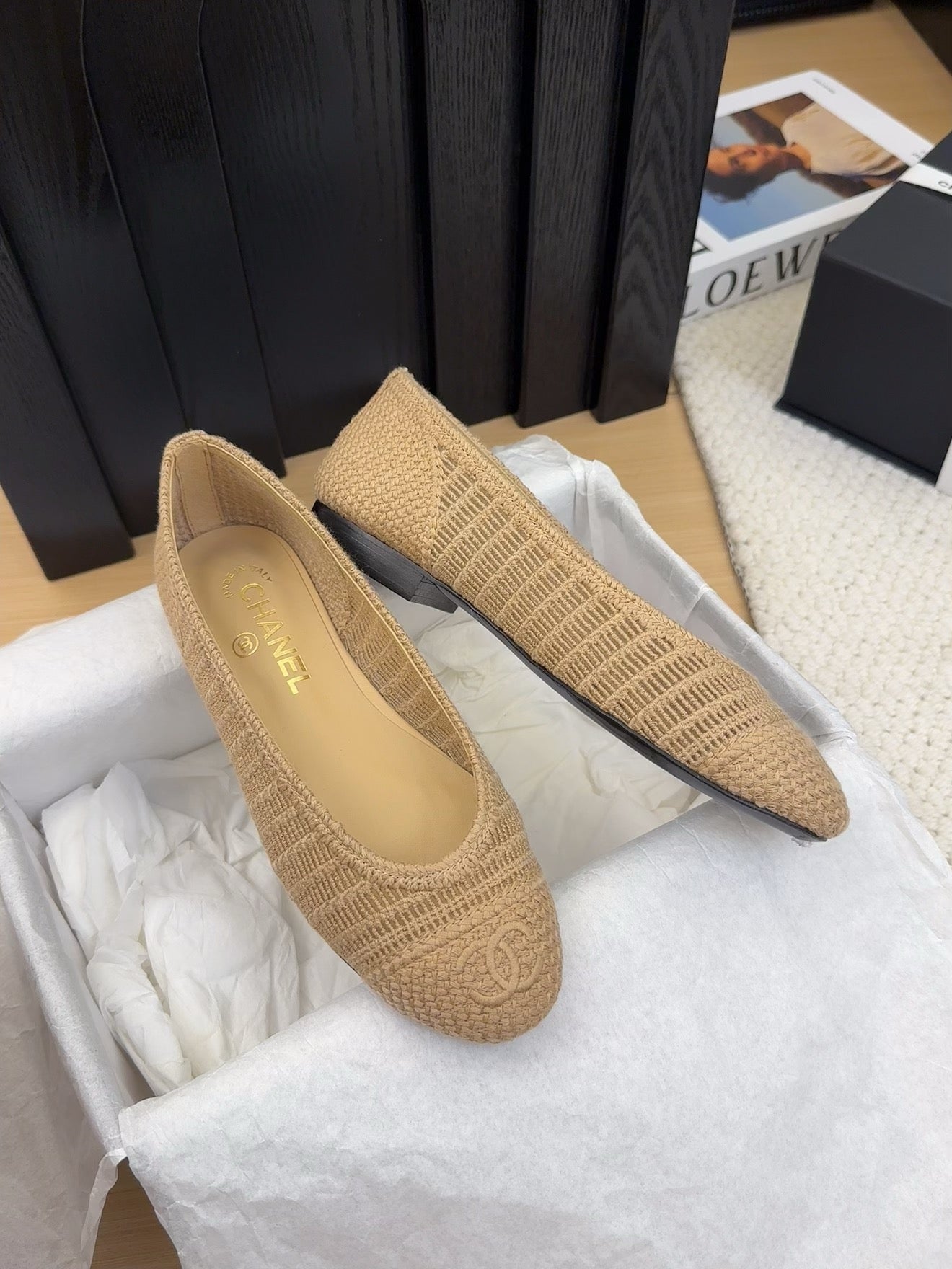 25 Ballet Flat Beige Raffia