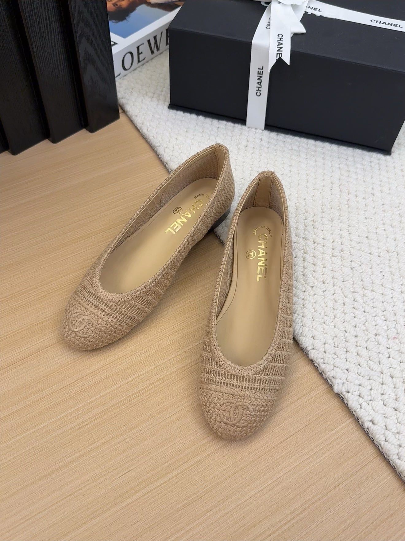 25 Ballet Flat Beige Raffia