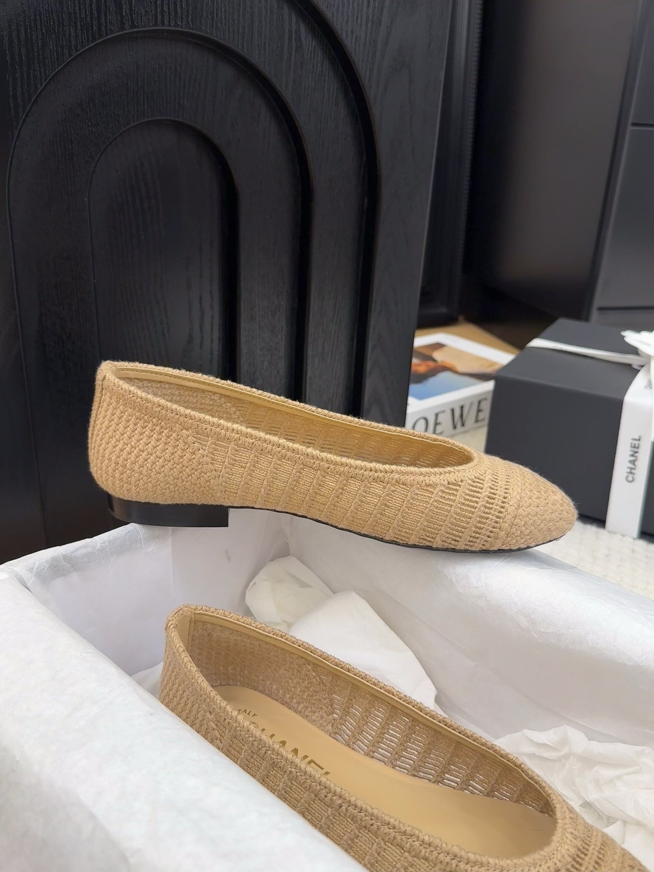 25 Ballet Flat Beige Raffia