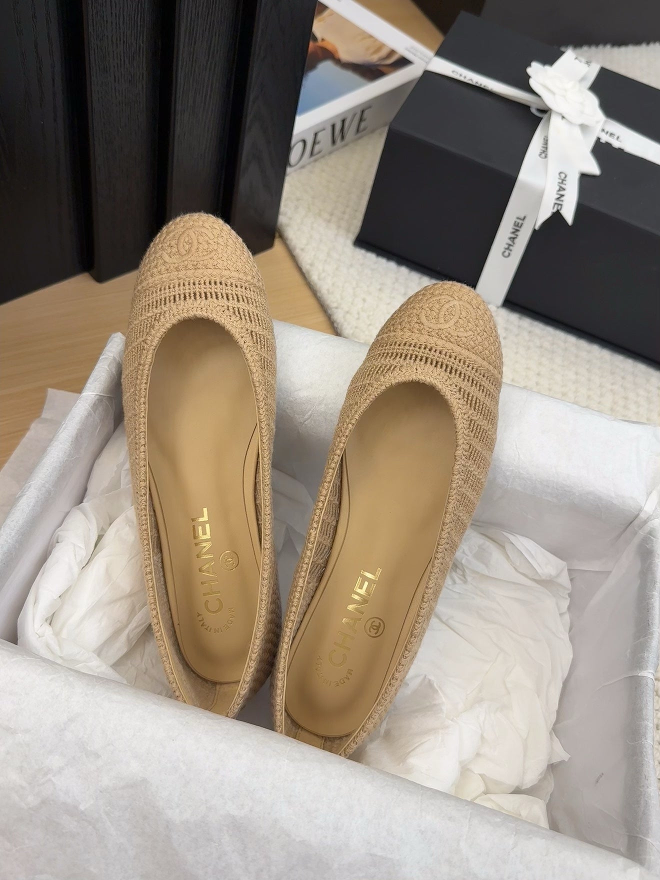 25 Ballet Flat Beige Raffia
