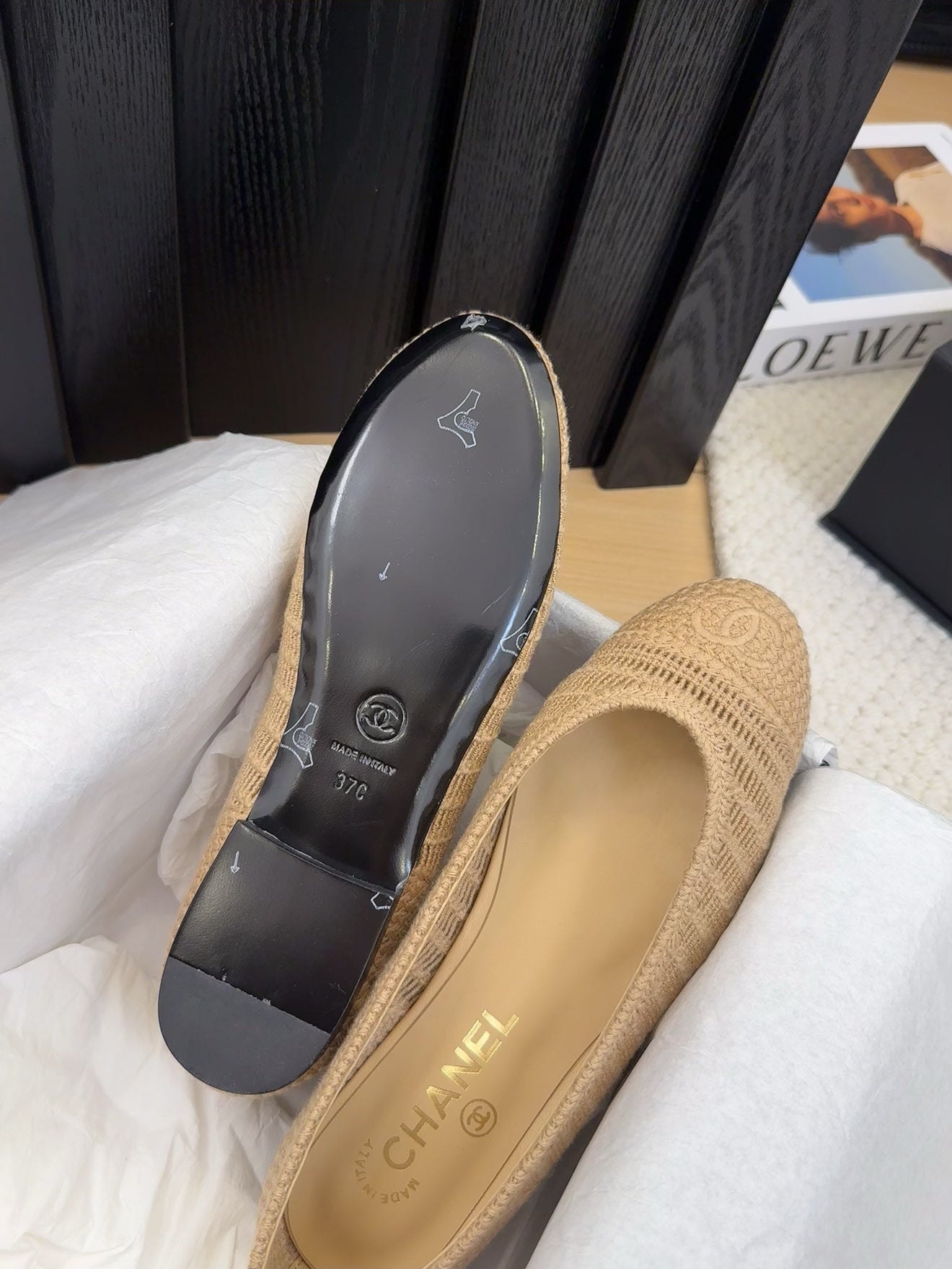 25 Ballet Flat Beige Raffia