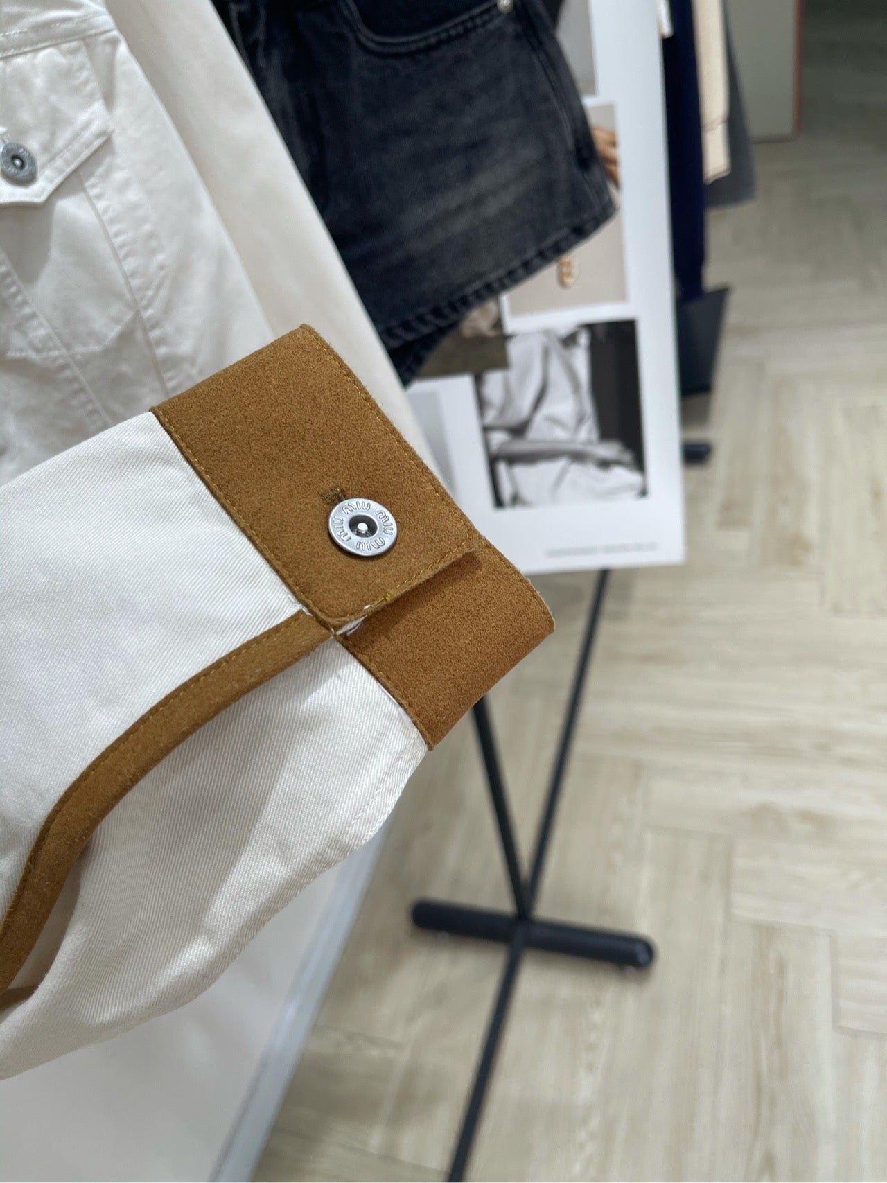 M 25 white suede velvet denim jacket