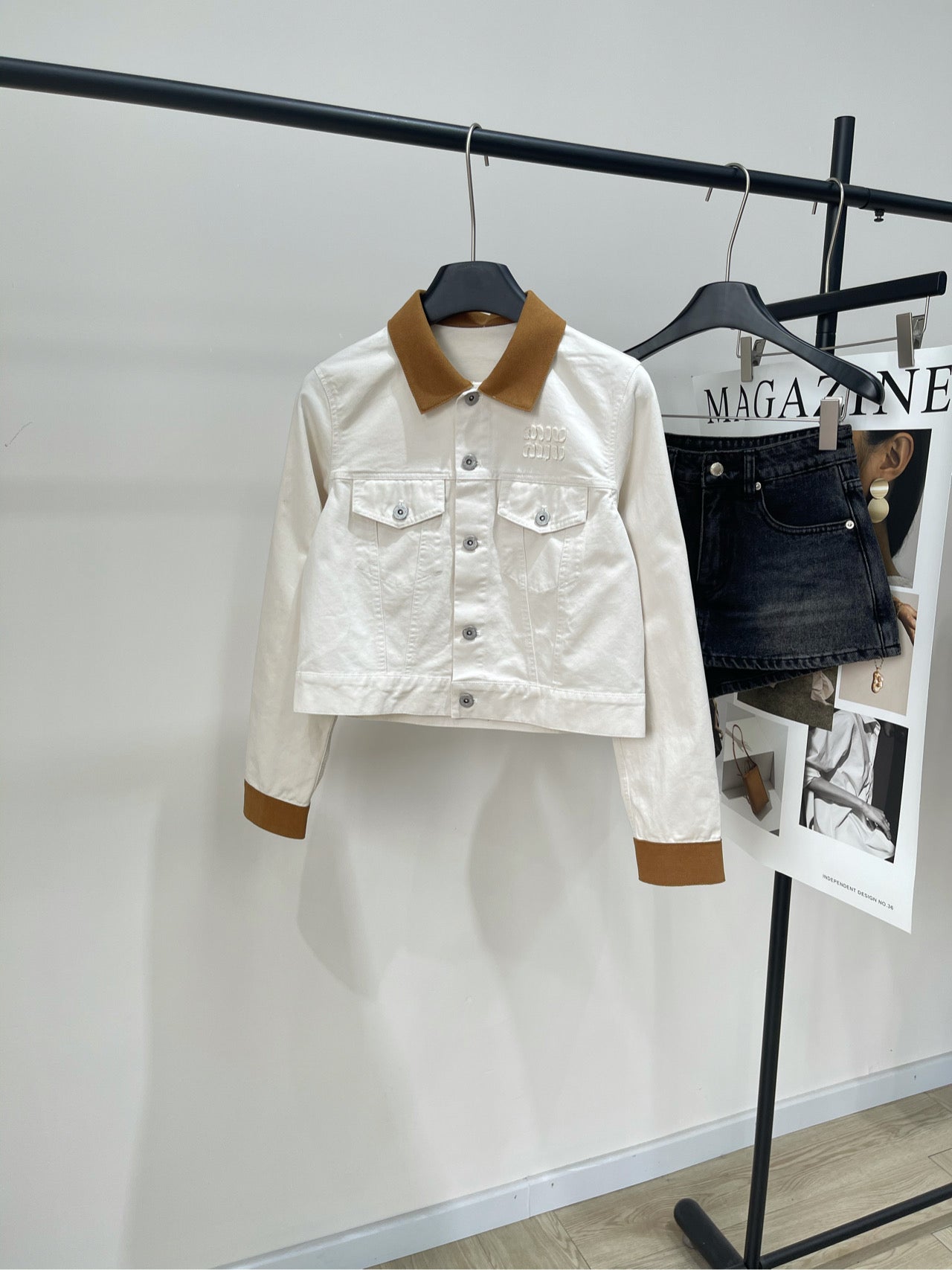 M 25 white suede velvet denim jacket