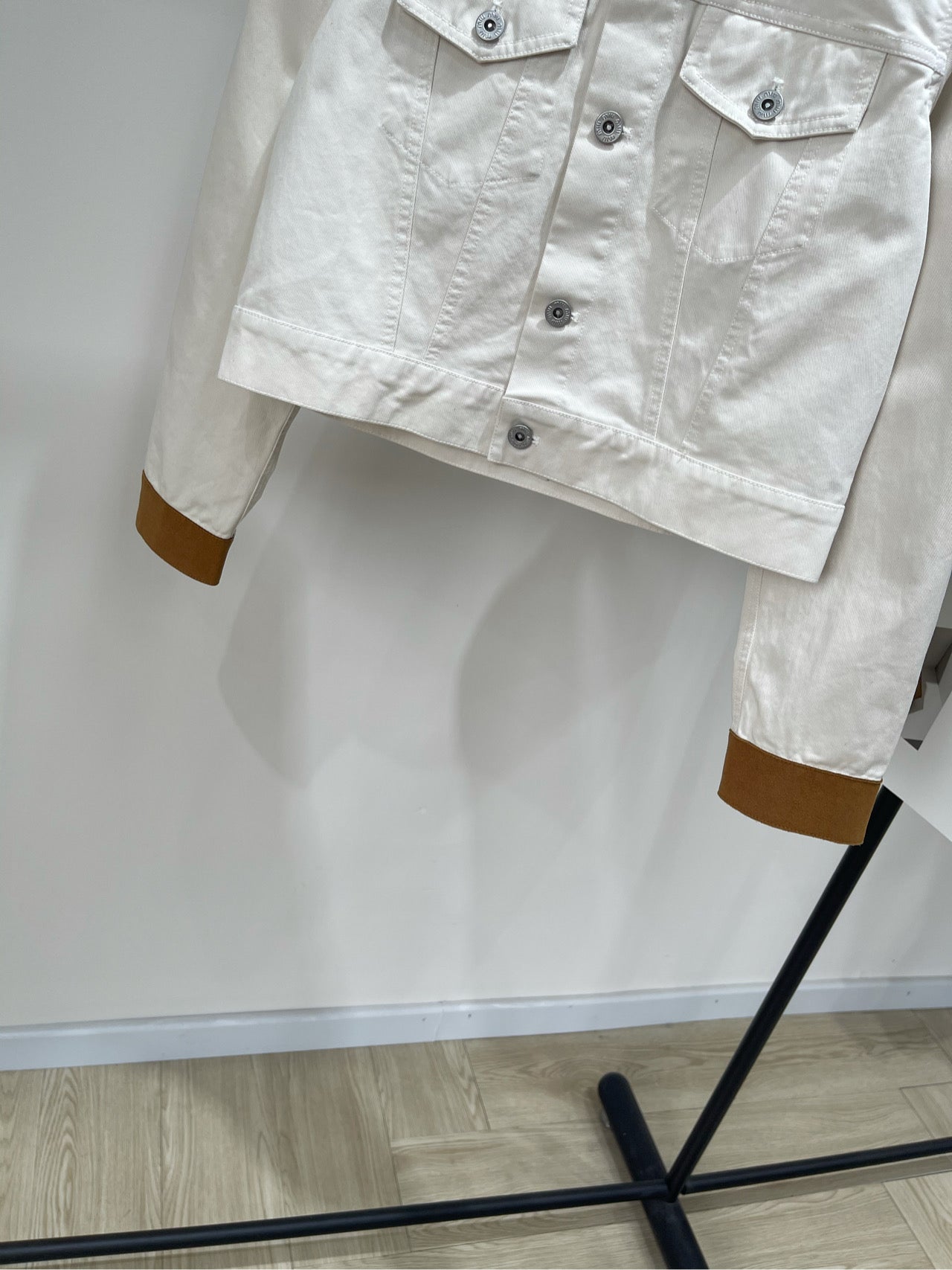 M 25 white suede velvet denim jacket